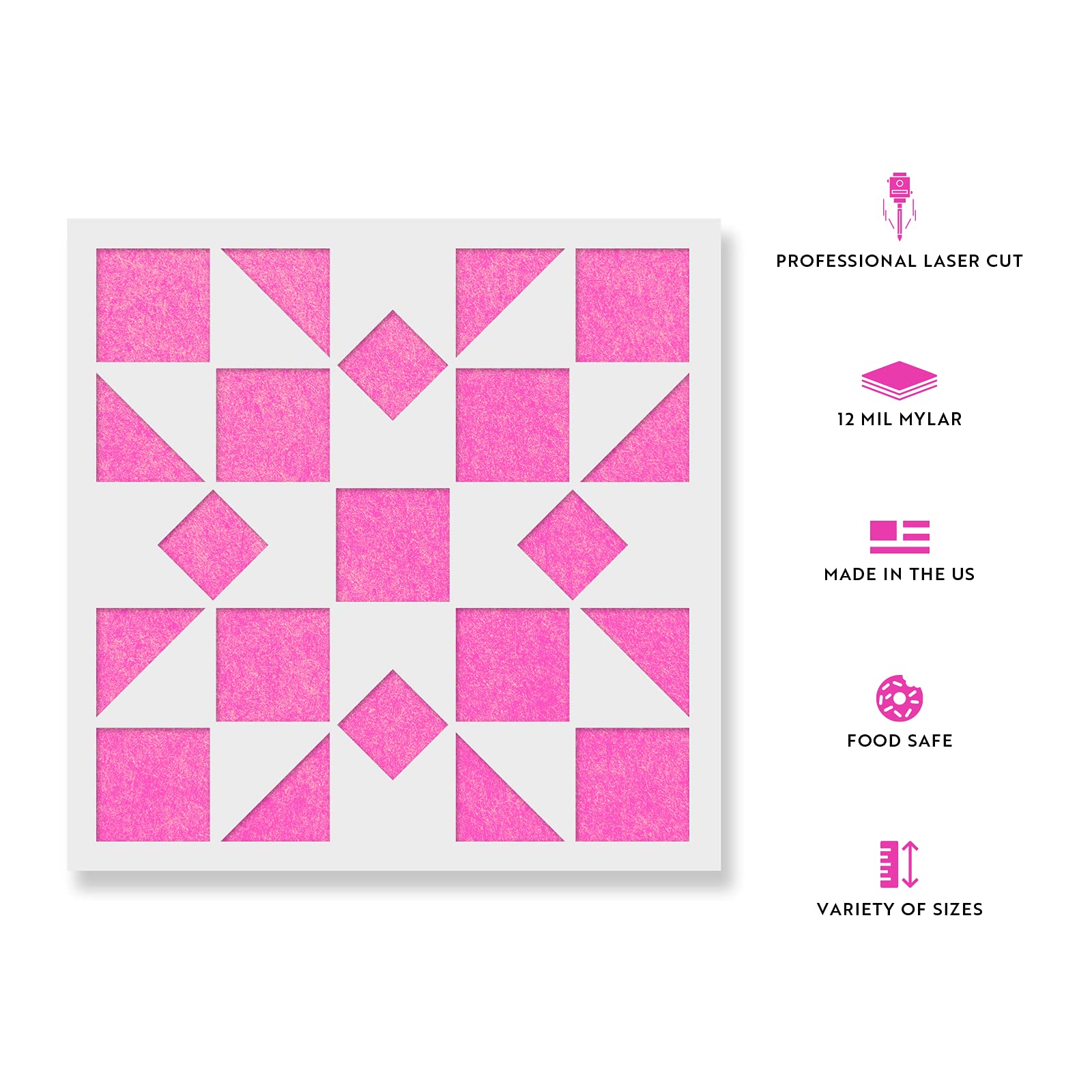Kaleidoscope Quilt Block Stencil - DIY Quilting Template for Wall Art, Fabric Patterns & Home Decor | Perfect for Quilters, Crafters & Wall Stencil Projects