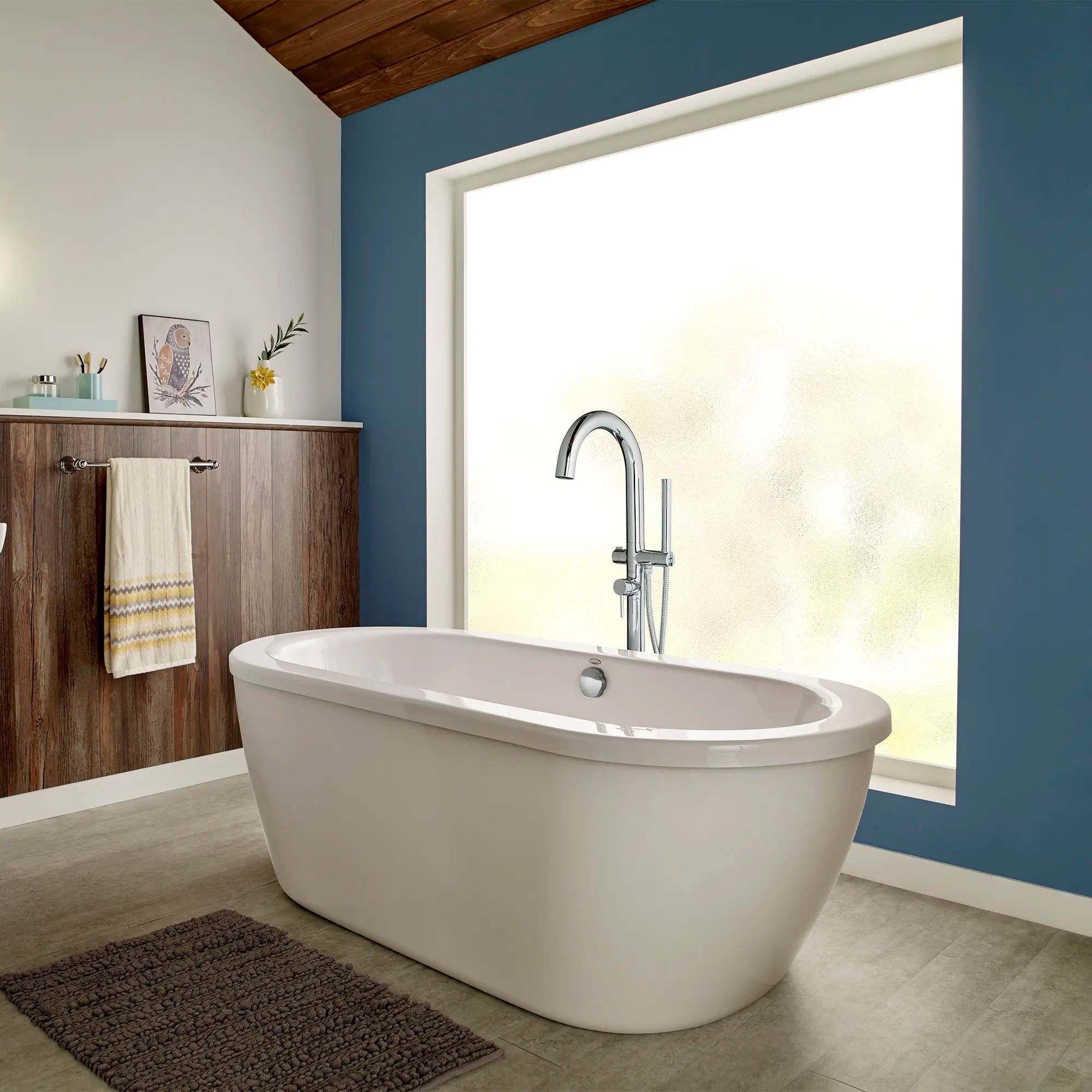 Modern Freestanding Bathtub Faucet with Hand Shower - Round Design, Lever Handle, Rough-in Valve - Perfect for Spa, Master Bathroom & Luxury Bathroom Renovations