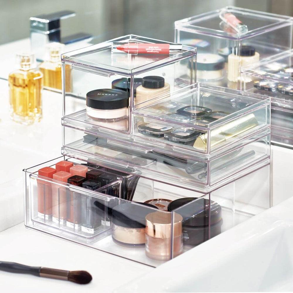 iDesign Deep Makeup Drawer Organizer - Small Cosmetic Storage for Vanity, Bathroom & Travel | The Home Edit Collection | Compact Beauty Organizer for Makeup Brushes, Lipsticks & Skincare Products