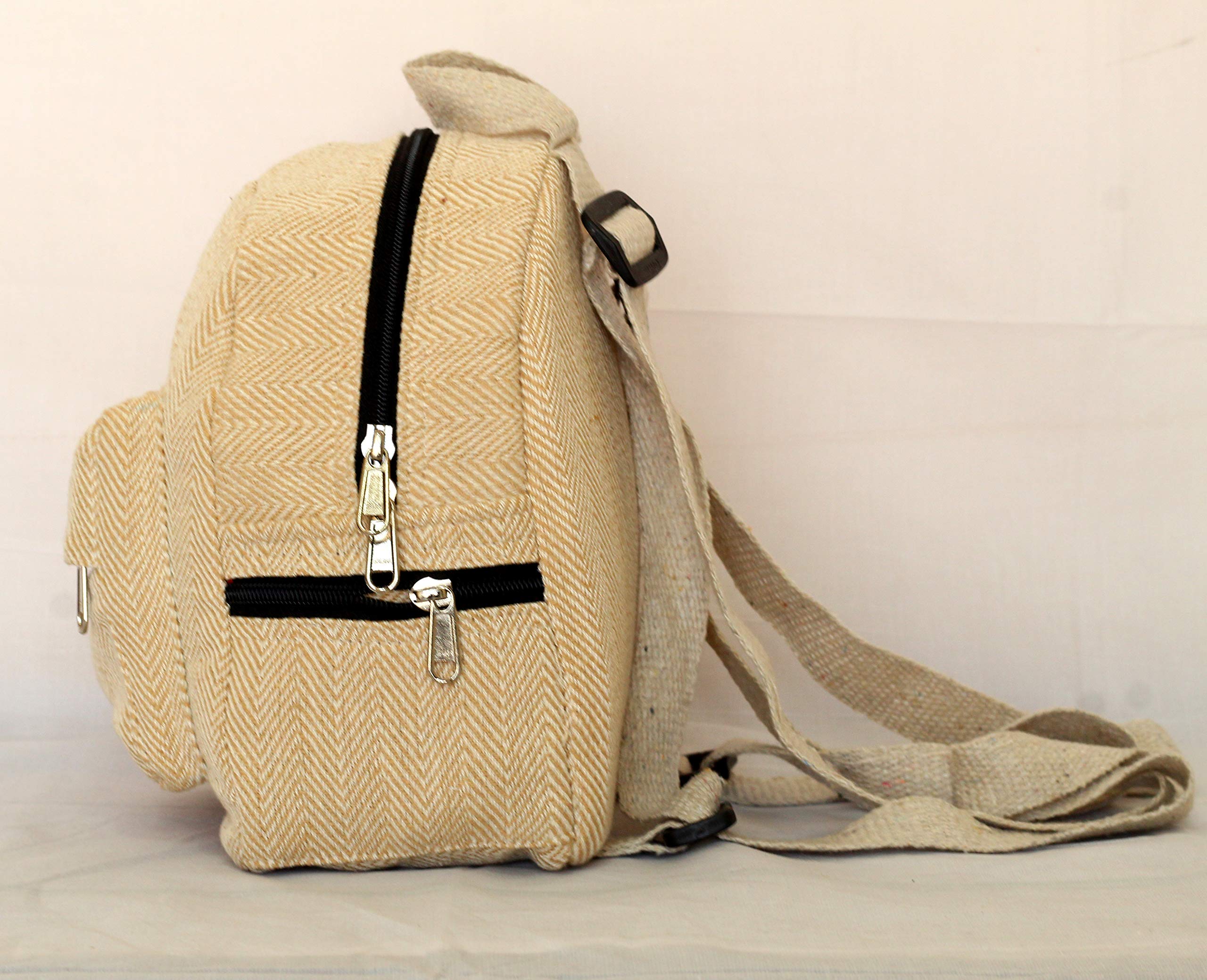 Handmade Hemp Mini Backpack for Women - Lightweight Washable Small Purse - Eco-Friendly Everyday Bag for Work, Travel & Shopping (Beige)