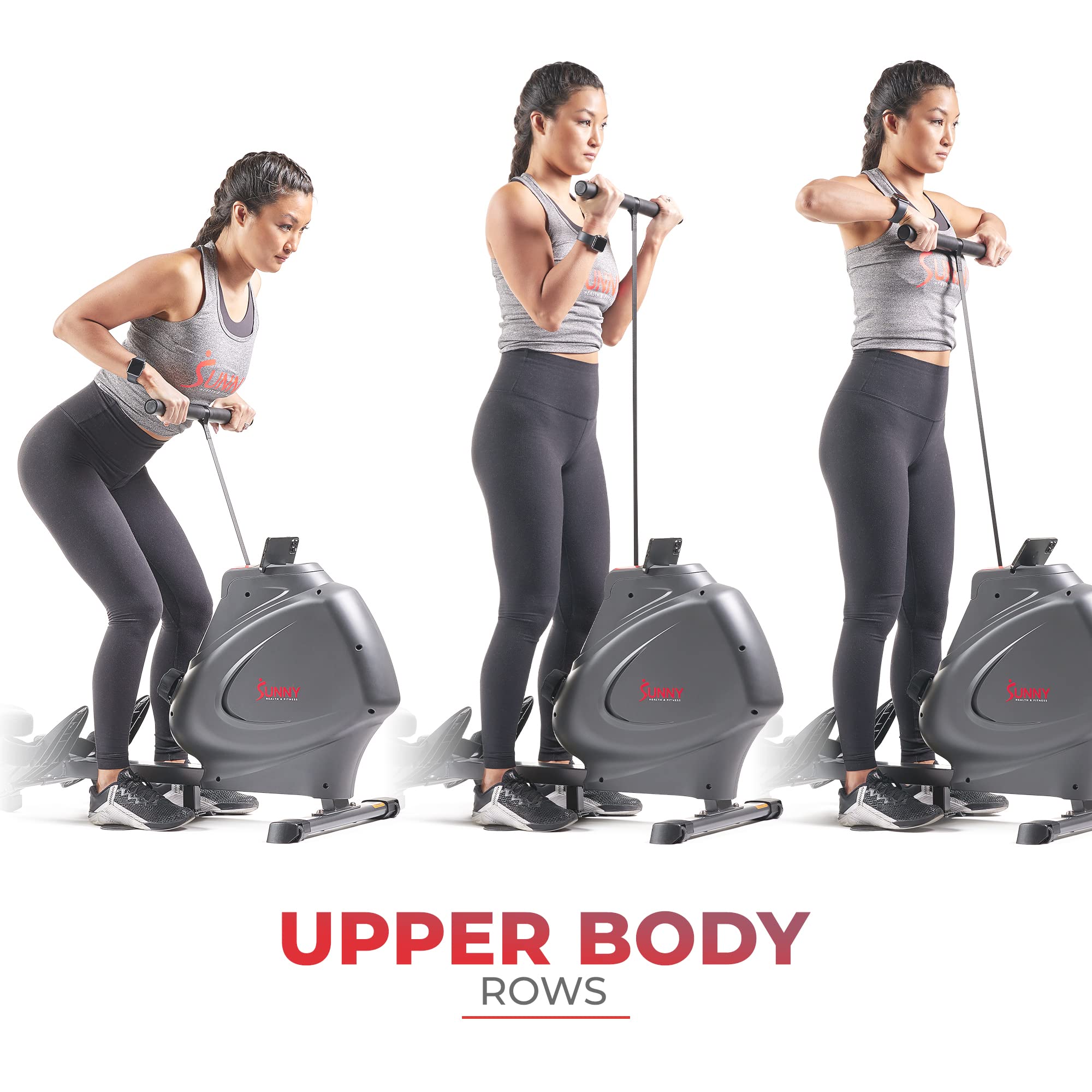 Sunny Health & Fitness Magnetic Rowing Machine with Digital Monitor - Foldable Design for Home Gym, Full Body Workout Equipment for Bicep Curls, Rowing Exercises | Perfect for Small Spaces & Cardio Training
