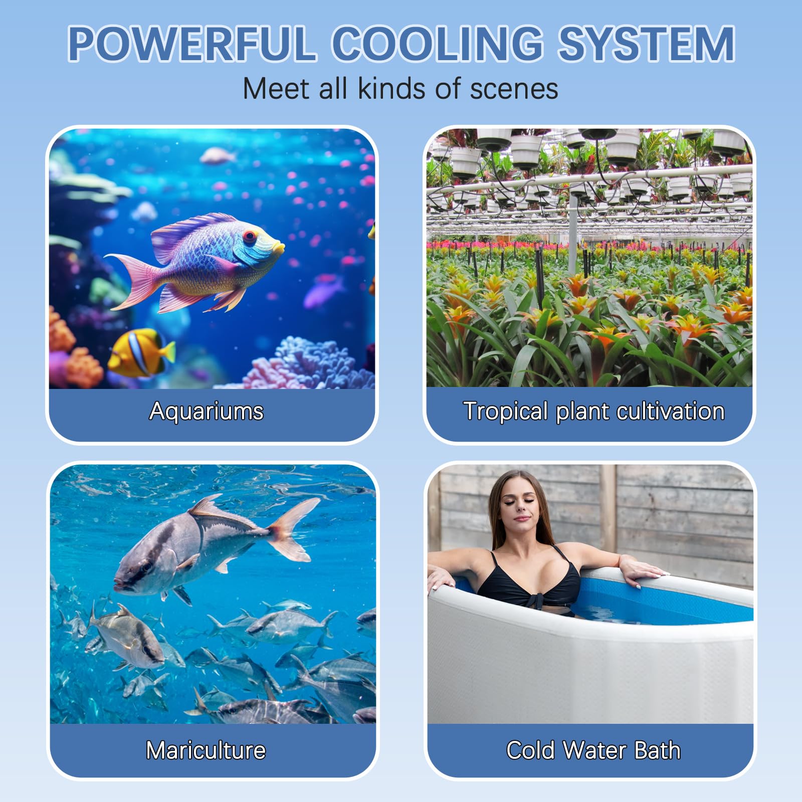 JJJ Aquarium Chiller 79 Gallon 1/3 HP Water Cooling System for Hydroponics, Coral Reef, Shrimp Tank, Freshwater & Saltwater Fish Tanks - Perfect for Home Aquariums, Aquatic Plants and Marine Life Care (110V)