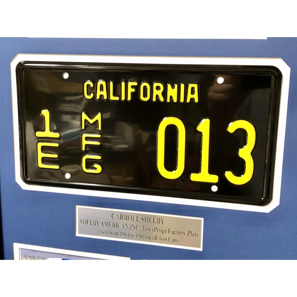 Authentic Carroll Shelby Framed Movie Prop Test Plate - Ford vs Ferrari GT350 GT40 Collage Photo - Perfect for Motorsport Fans & Home Theater Decor
