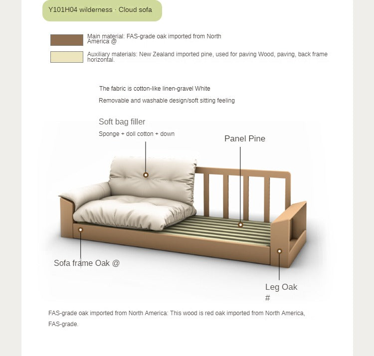 Modern Oak Solid Wood Storage Sofa Set - Log Style Combination Furniture for Living Room, Bedroom & Home Office