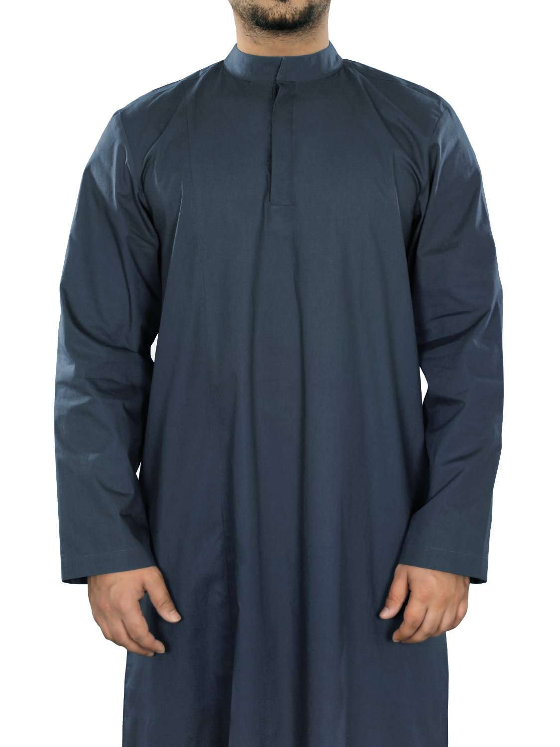 Emran Navy Blue Galabiyya - Traditional Arabic Thobe for Men - Comfortable Cotton Kaftan for Prayer, Eid & Special Occasions
