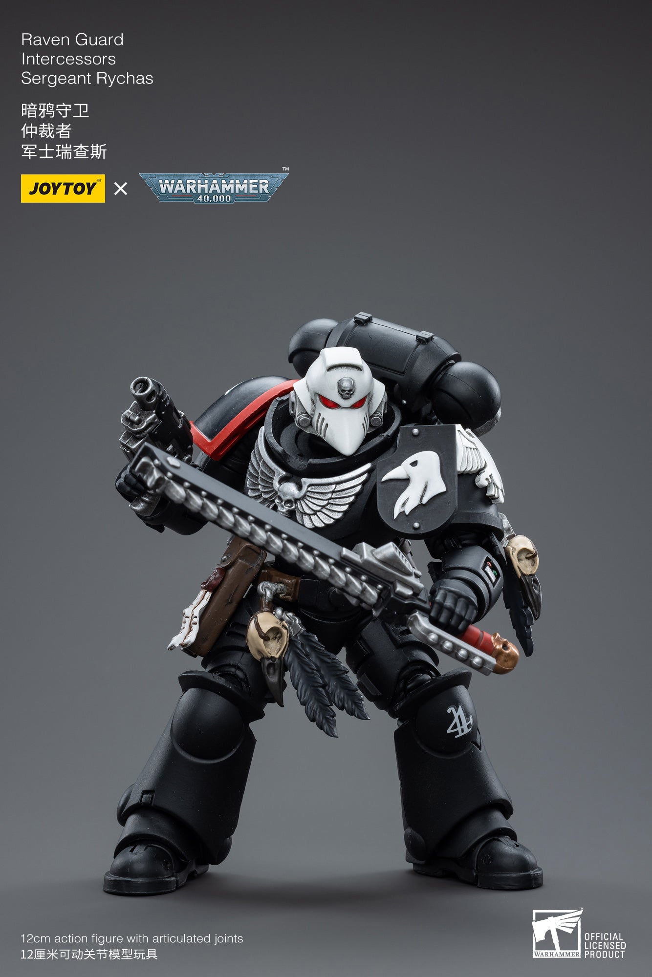 JOYTOY 1/18 Scale Warhammer 40K Raven Guard Intercessors Sergeant Rychas Action Figure - Collectible Miniature for Tabletop Gaming & Display
