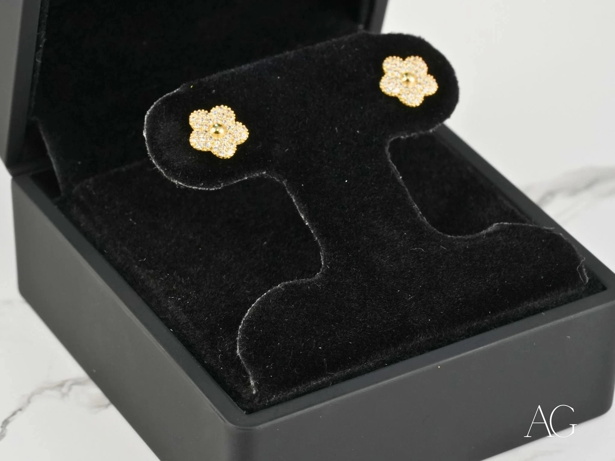 18K Gold CZ Flower Earrings for Women - Elegant Blossom Sparkle Dangle Earrings - Perfect Gift for Birthday, Anniversary & Wedding Jewelry
