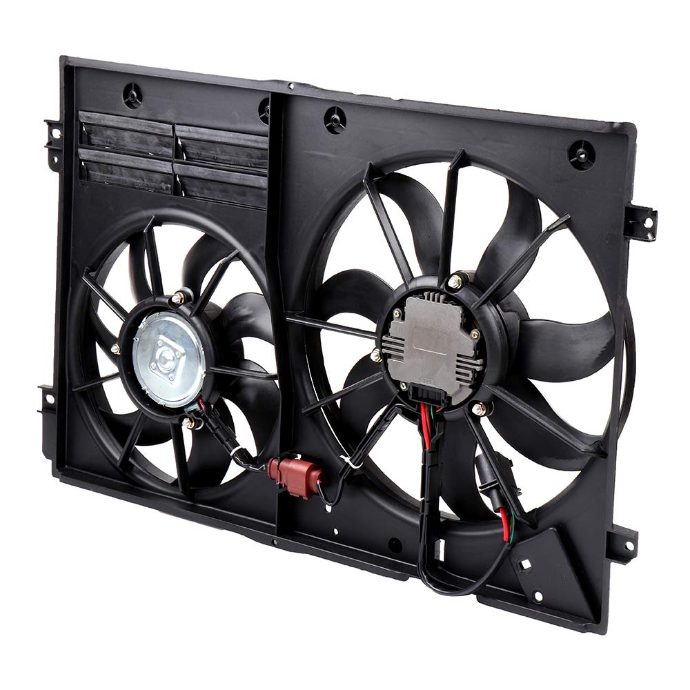CCiYu Radiator & Condenser Cooling Fan Compatible with 2005-2013 VW Golf/Jetta/Passat/Rabbit - Perfect for Engine Cooling & AC System Repair
