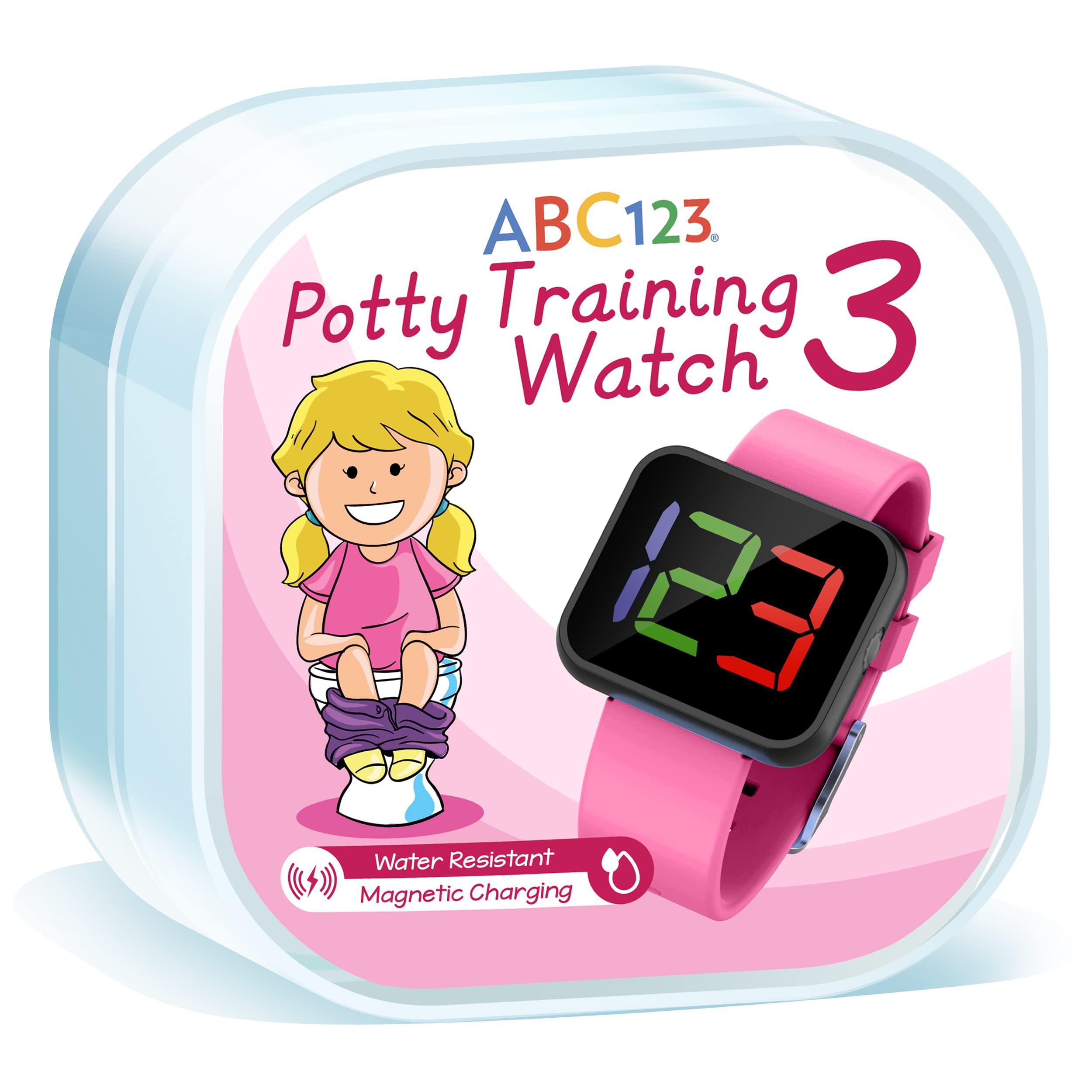 Potty Training Watch 3 (2023 Edition) - Waterproof Wireless Charging Toilet Training Timer for Toddlers & Kids | Perfect for Daycare, Preschool & Home Potty Training (Pink)