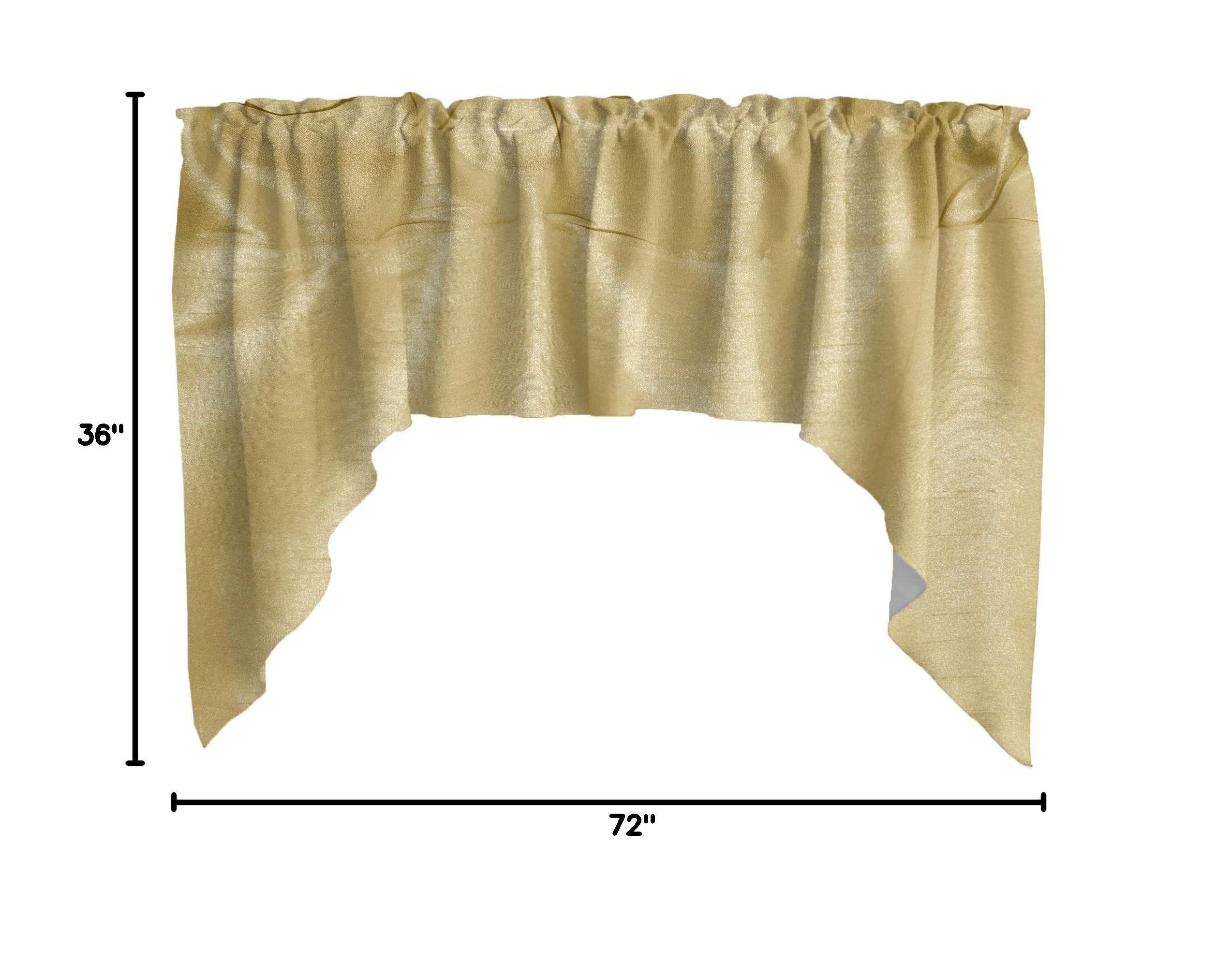 Gold Faux Silk Dupioni Swag Window Valance - Elegant Home Décor for Bedroom, Nursery & Kitchen - Perfect for Living Room, Dining Room & Bay Windows