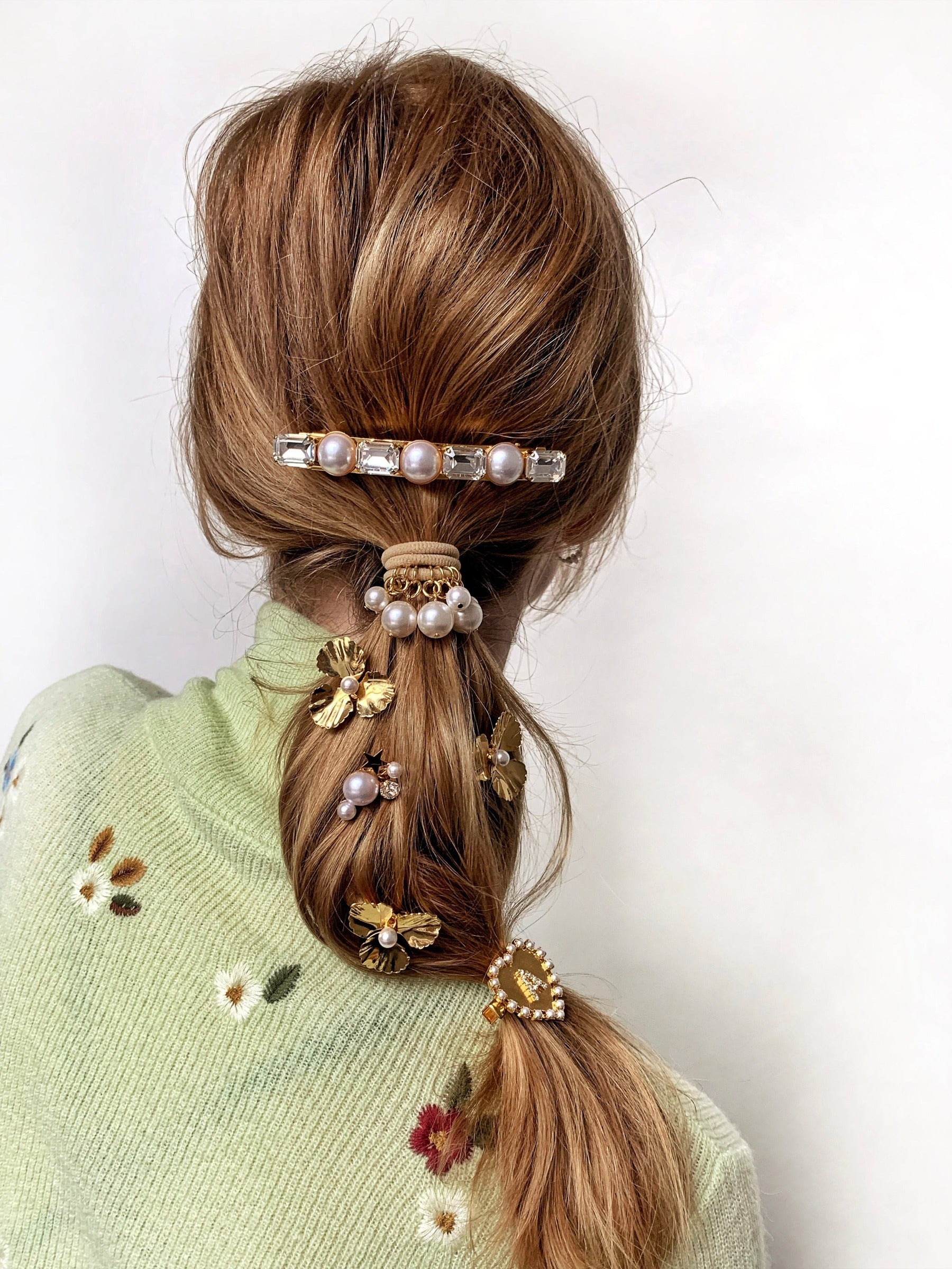3-Piece Pearl Poppy Claw Clip Set for Women - Hair Claw Clips for Thick Hair, Boho Hair Accessories for Ponytail, Bun & Half-Up Styles - Perfect for Everyday, Work & Special Occasions