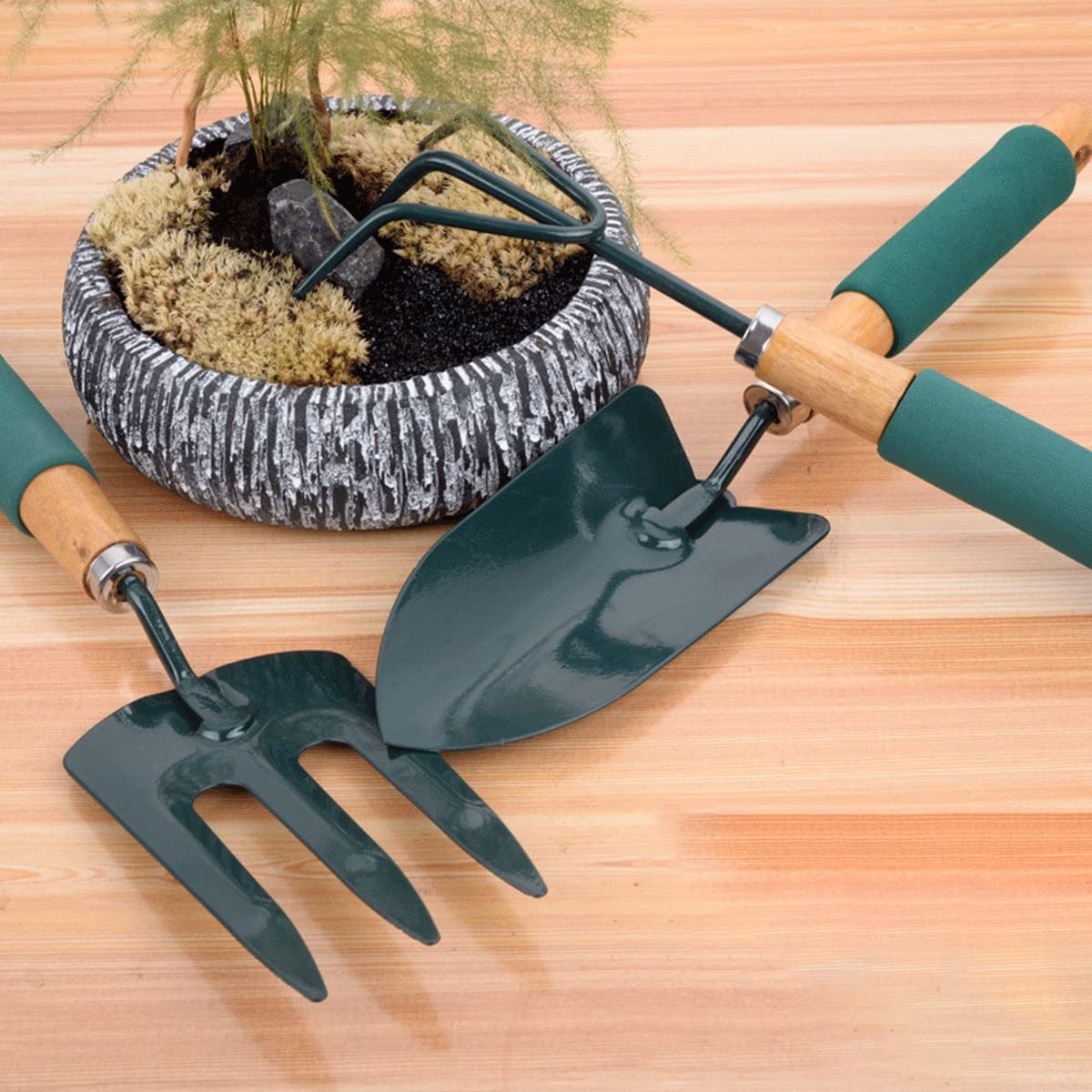 3PC Garden Tool Set - Hand Trowel, Transplanter & Cultivator for Outdoor Gardening
