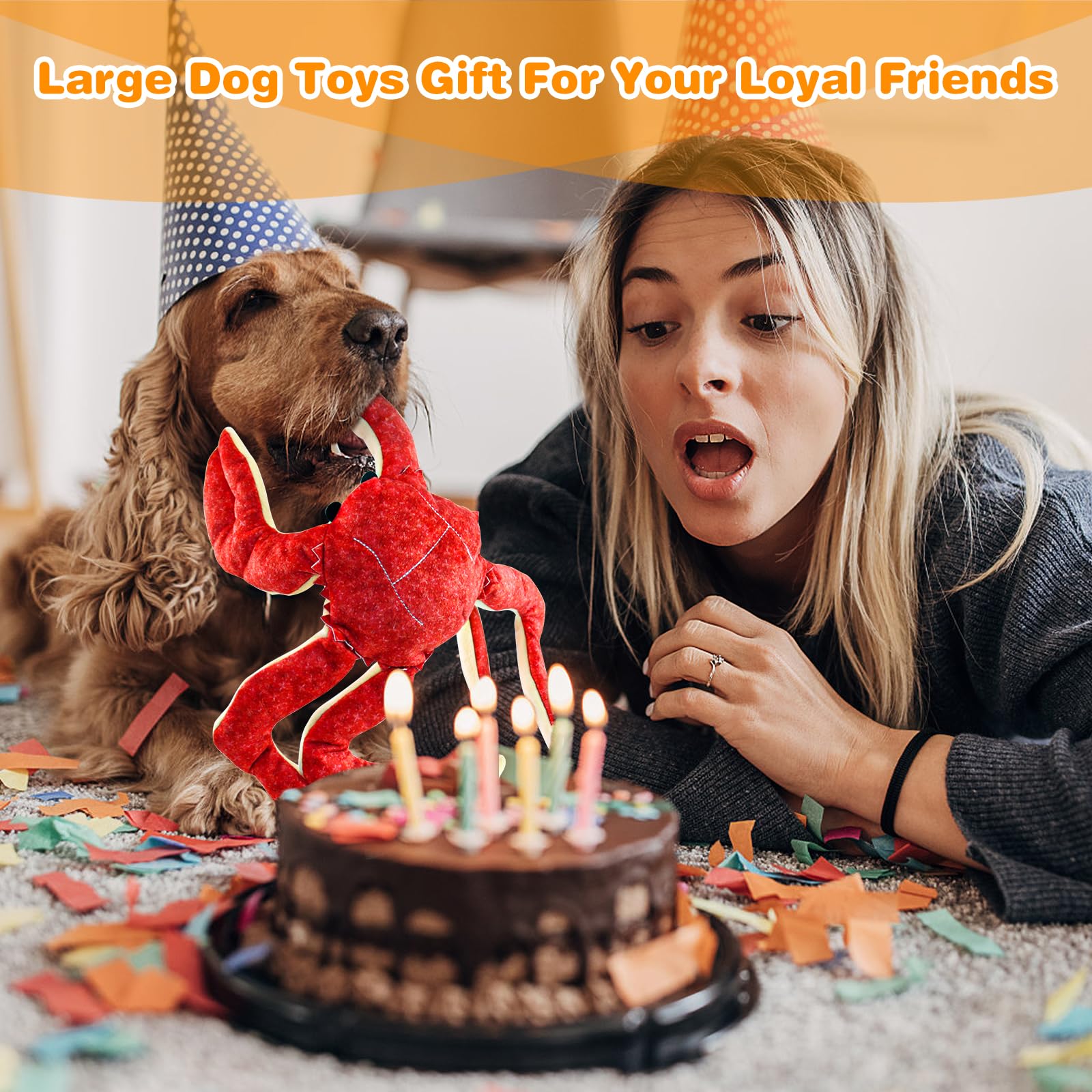 Durable Squeaky Plush Dog Toys for Small, Medium & Large Breeds - Interactive Chew Toys for Aggressive Chewers, Puppy Teething & Indoor/Outdoor Playtime