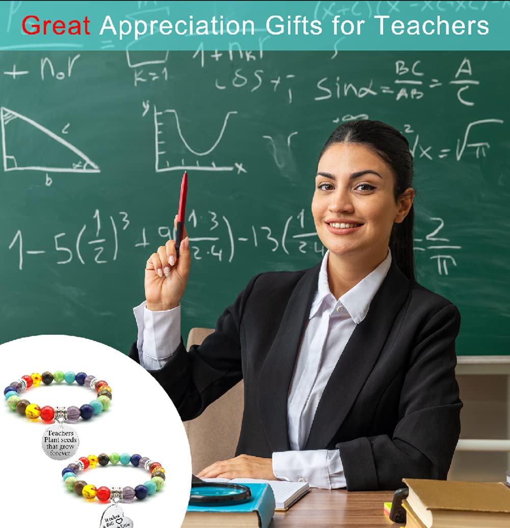 2-Pack Teacher Appreciation Bracelets - Inspirational Charm Bracelet Gift Set for Women Educators, Graduation & End of Year Thank You Present - Perfect for Classroom, Teacher's Day & Retirement Celebrations