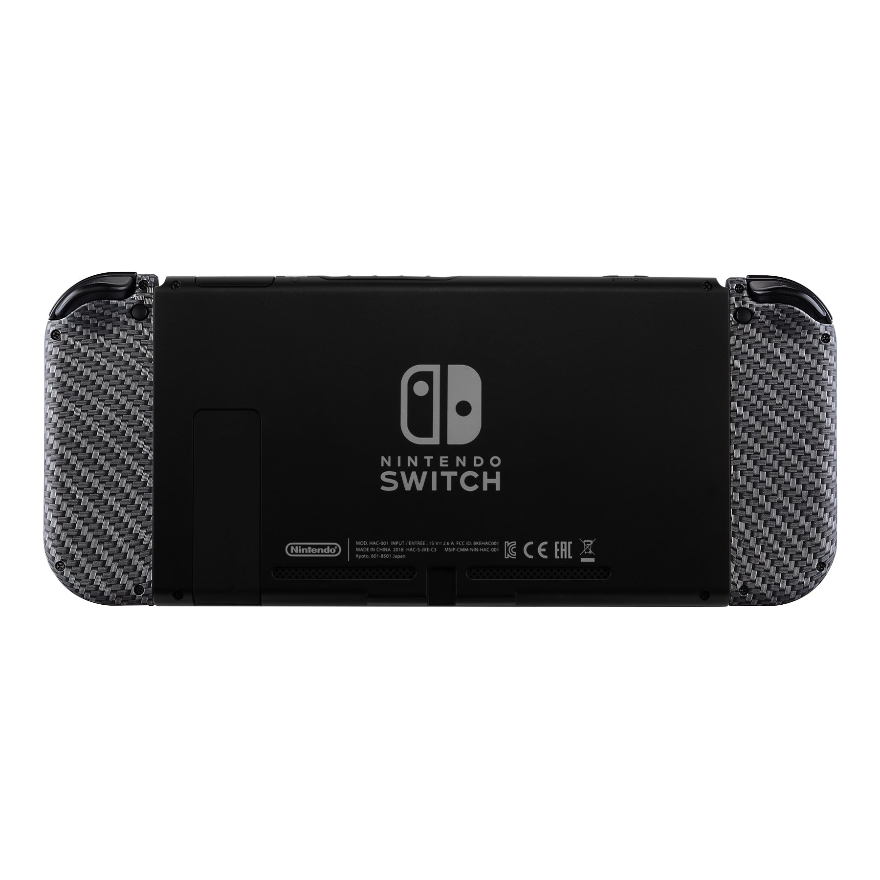 eXtremeRate Soft Touch Grip Black Silver Carbon Fiber Controller Shell for Nintendo Switch JoyCon & OLED JoyCon - DIY Replacement Housing with Full Button Set (Console Not Included) | Perfect for Gaming, Travel & Custom Mods