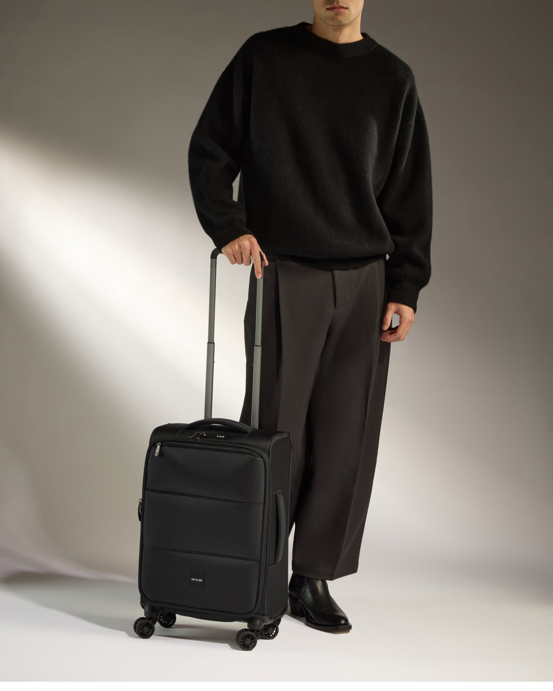 Lightest Expandable Carry On Luggage in Black Soft Stripe - Perfect for Air Travel & Weekend Getaways