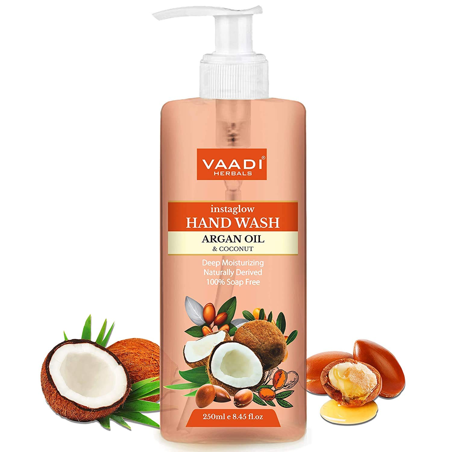 Vaadi Herbals Instaglow Argan Oil & Coconut Hand Wash - 250ml | Moisturizing & Nourishing Natural Hand Soap | Perfect for Dry Skin & Daily Hand Care at Home or Office