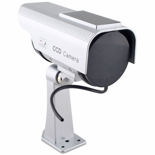 2 Pack Solar-Powered Fake Security Cameras with LED Light - Waterproof Outdoor Dummy CCTV Camera for Home, Yard & Business Deterrent (Day/Night Use)