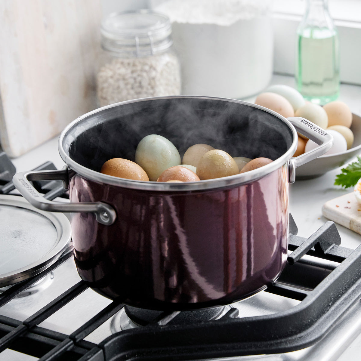 Merten & Storck 4 Quart Stainless Steel Enameled Stockpot with Lid - Chocolate Truffle Color | Perfect for Soups, Stews & Pasta Cooking | Durable Kitchen Cookware for Home Chefs