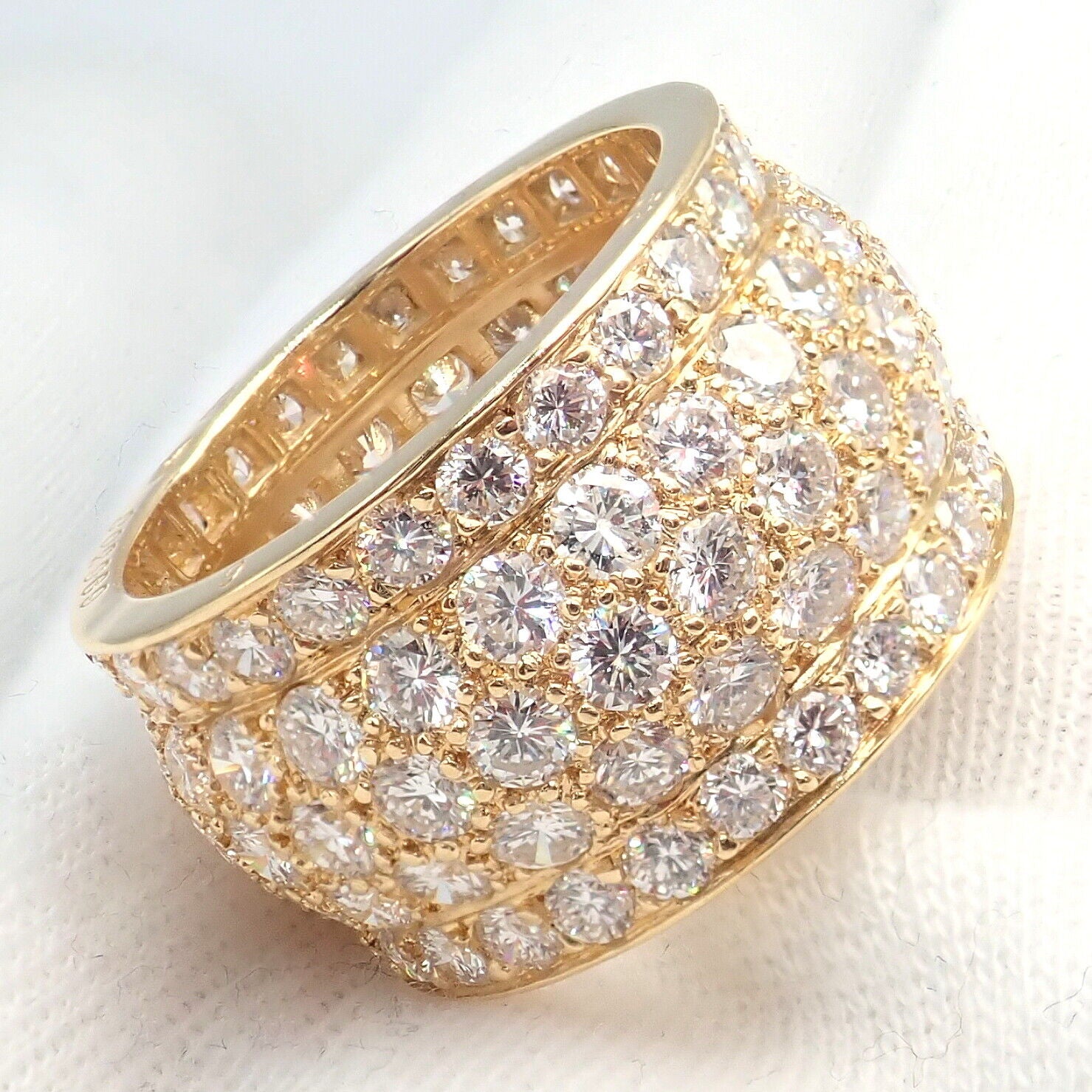 Authentic Cartier Nigeria 18k Yellow Gold Diamond Wide Band Ring Size 53 - Luxury Wedding Band & Anniversary Gift for Her