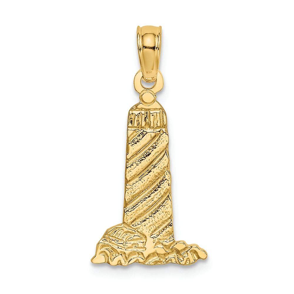 14K Yellow Gold Lighthouse Charm with Buildings - Elegant Jewelry for Travel Lovers & Nautical Enthusiasts - Perfect for Bracelets, Necklaces & Gifts