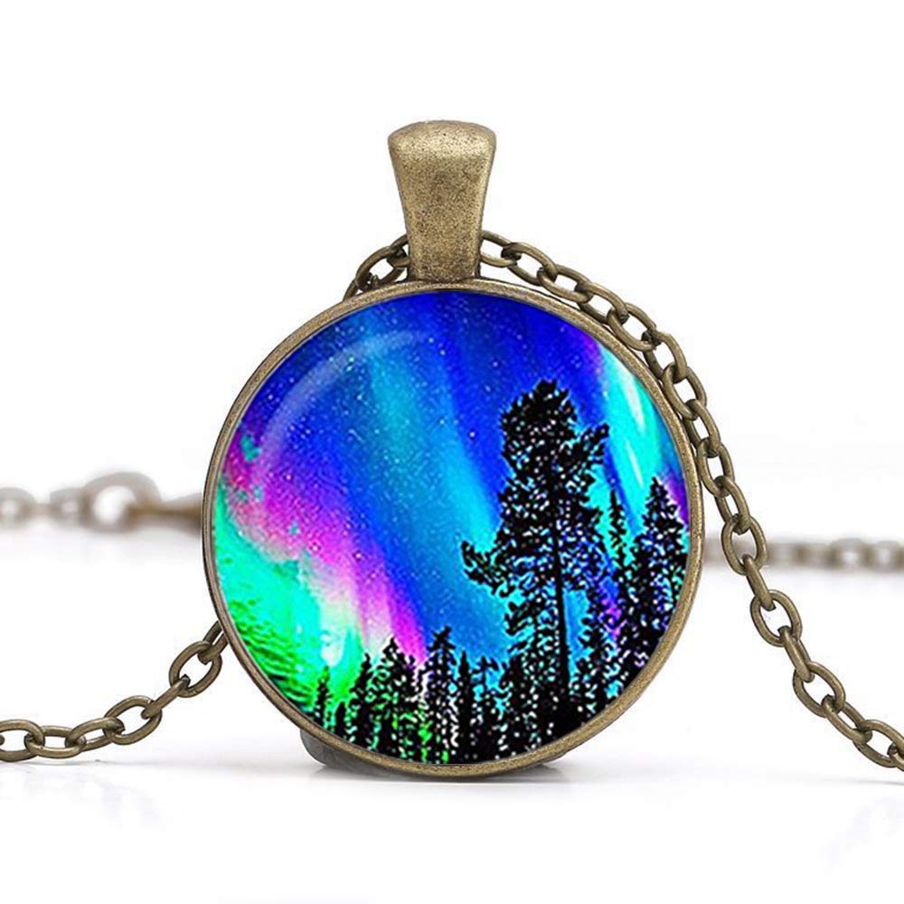 Northern Lights Pendant Necklace with Tree Design - Aurora Borealis Jewelry for Women, Unique Birthday Gift for Her, Christmas Present, Anniversary Keepsake - Perfect for Date Nights, Parties, and Special Occasions