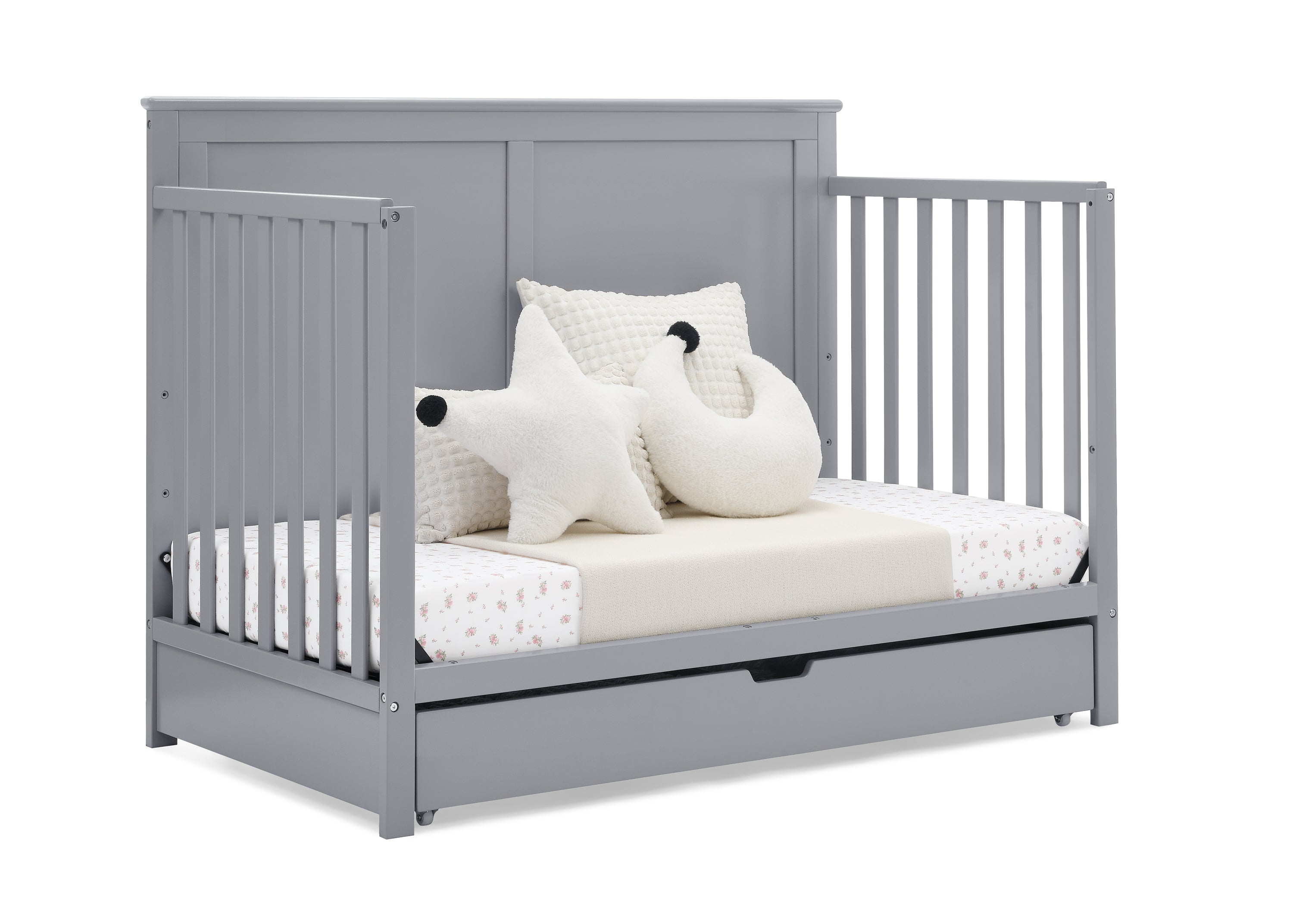Logan 6-in-1 Convertible Baby Crib with Underdrawer Storage - White Nursery Furniture for Newborn to Toddler Bed | Perfect for Small Spaces & Modern Nurseries