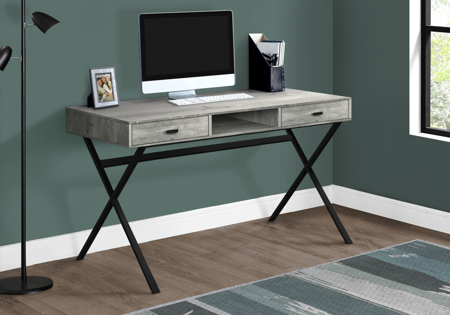 Modern Grey Marek Desk - Ergonomic Home Office Desk for Small Spaces, Study & Work from Home - Perfect for Remote Work, Online Classes & Gaming Setup