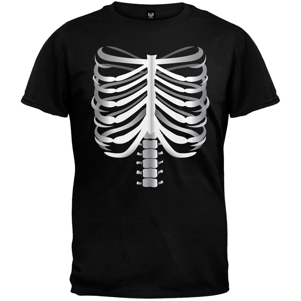 Old Glory Skeleton Cage 3D Graphic T-Shirt - Medium Black | Patriotic Gothic Streetwear for Men & Women | Perfect for Halloween, Concerts, and Casual Outfits