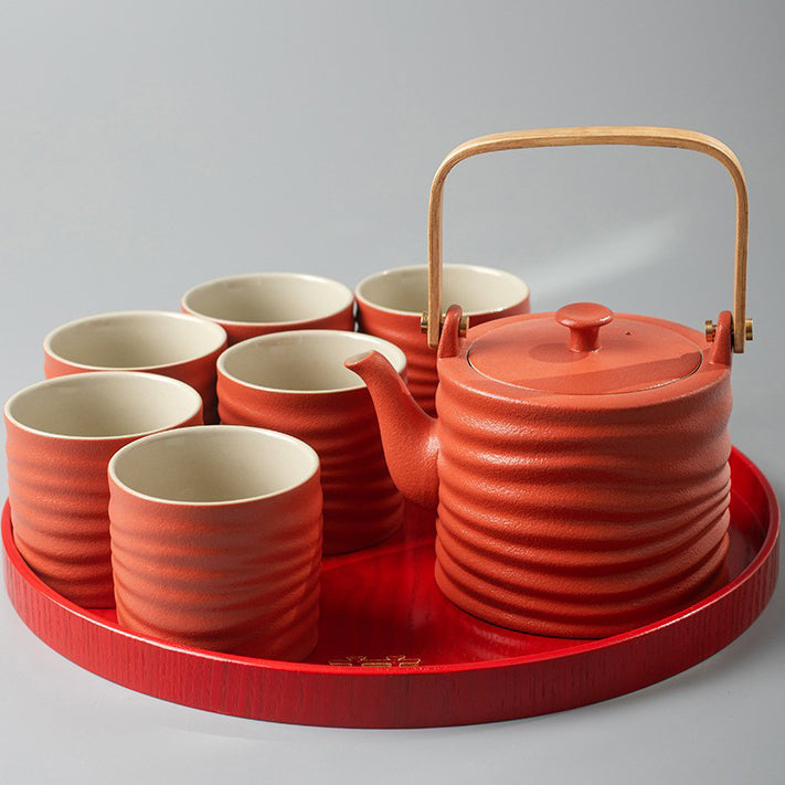 Elegant Double Happiness Lines Wedding Tea Set - Traditional Chinese Porcelain Tea Service for Wedding Ceremonies & Bridal Showers