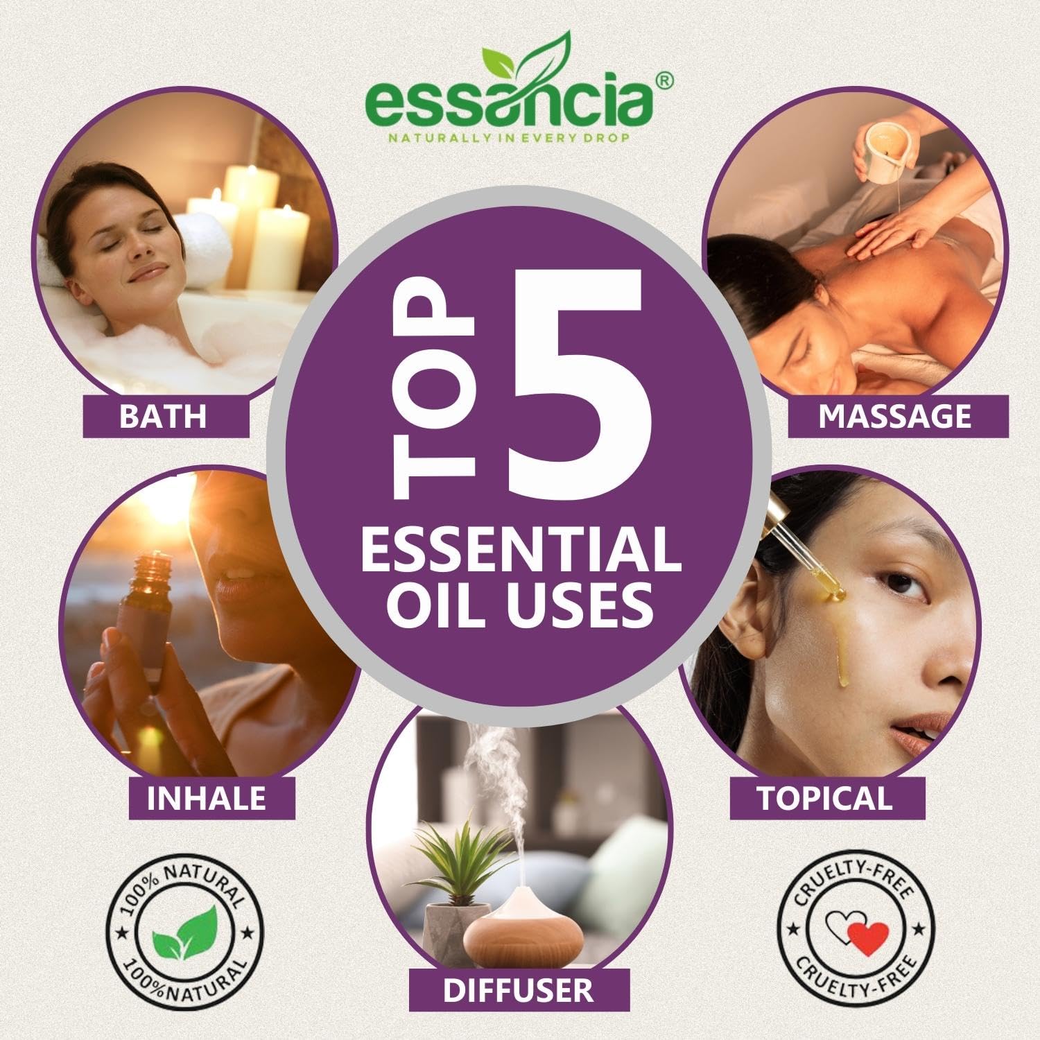 **Essencia 100% Pure Clary Sage Essential Oil - 15ml, Undiluted Therapeutic Grade for Relaxation, Skin Care & Aromatherapy - Perfect for Massage, Diffusers & DIY Beauty**