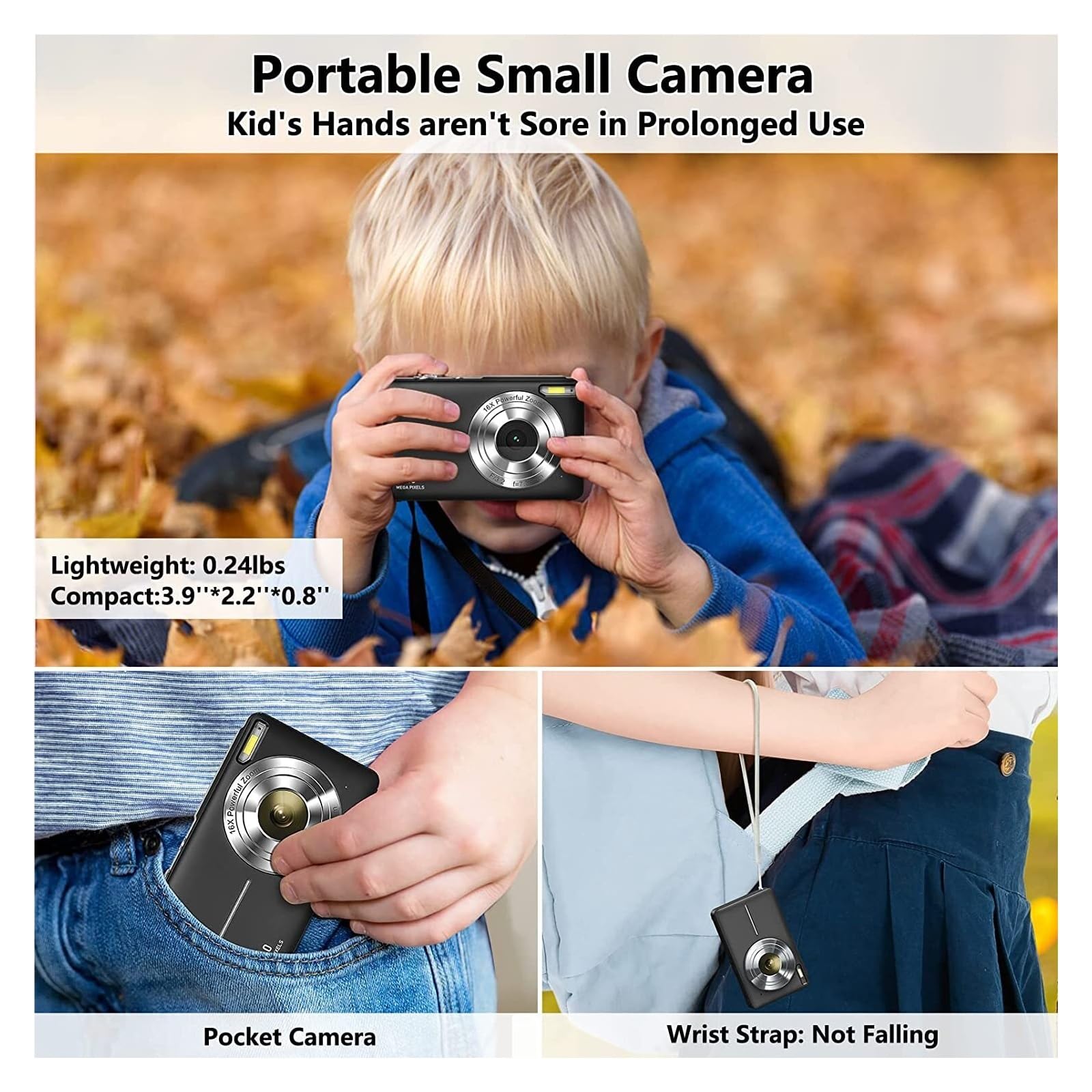 MZZYG 4K Digital Video Camera with 16X Zoom - Portable Vlogging Camera for YouTube, Travel & Family Events - HD Photography Camcorder for Kids, Adults & Beginners (Black) - Perfect for Vlogging, Home Movies & Outdoor Adventures