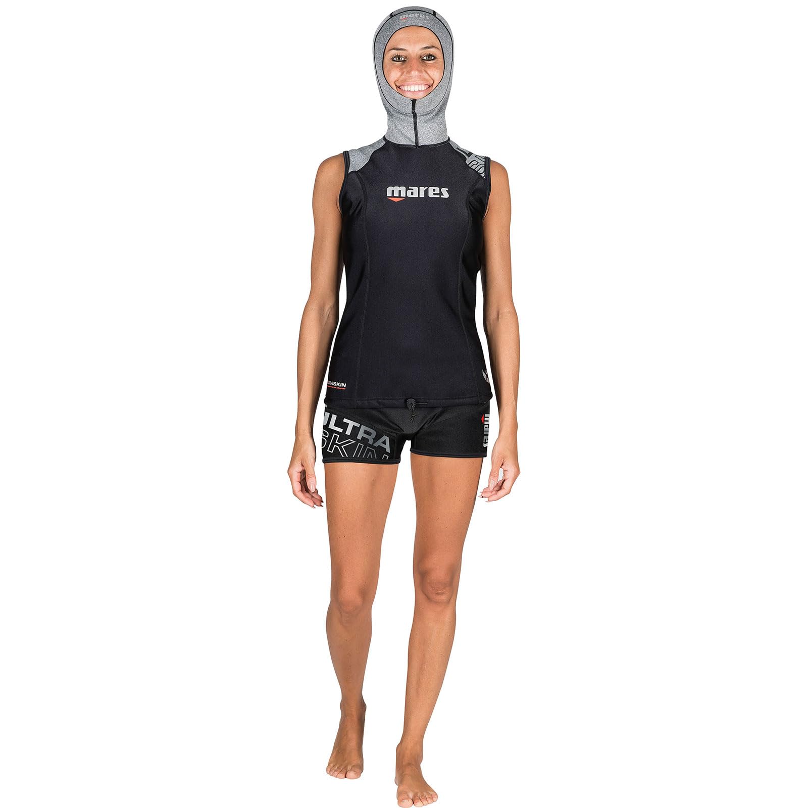 MARES Women's Ultra Skin Sleeveless Hooded Rash Guard - UPF 50+ Sun Protection for Scuba Diving, Surfing & Water Sports - Wetsuit & Drysuit Base Layer for Women
