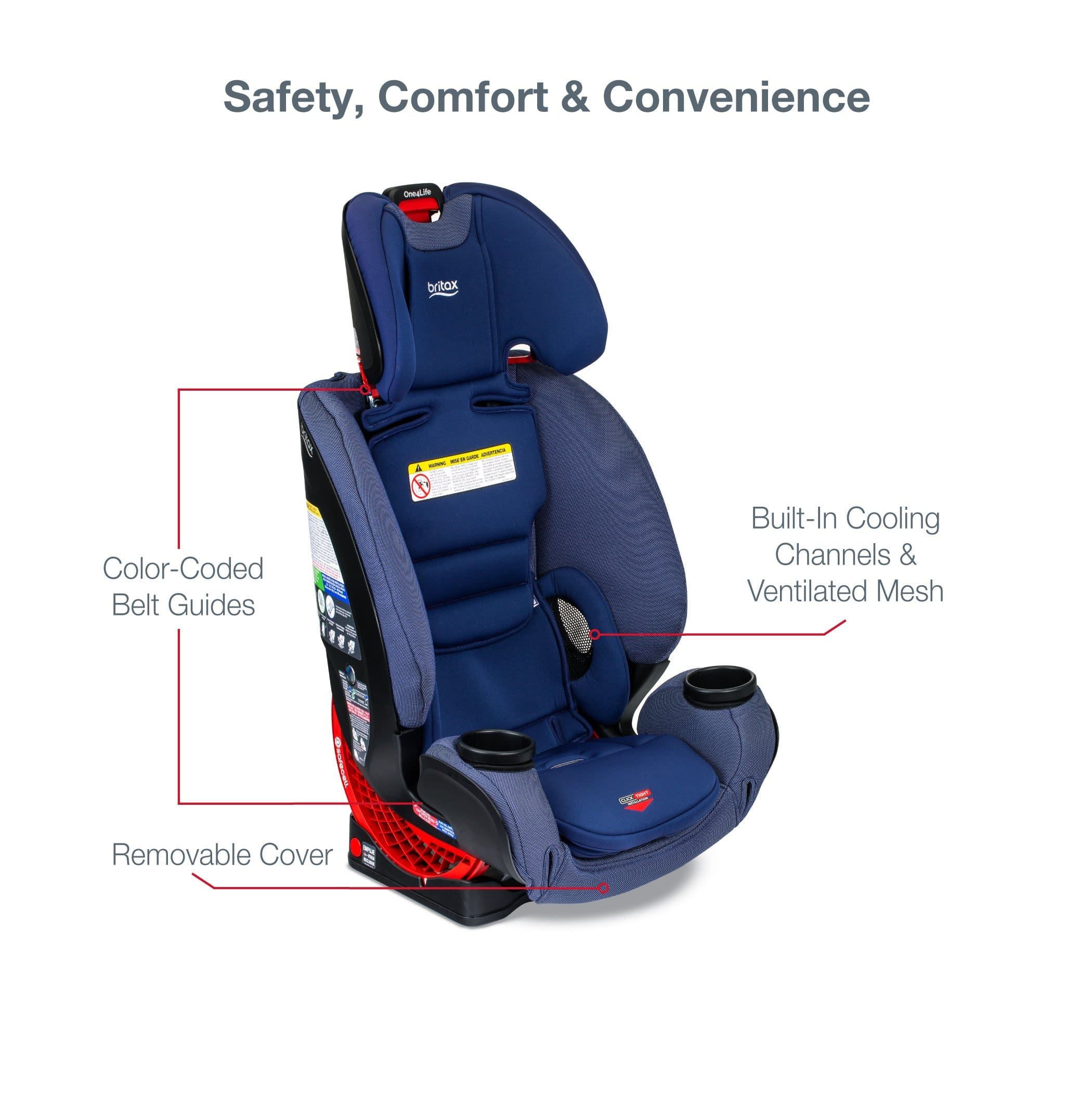 Britax One4Life Clicktight All-in-One Convertible Car Seat for Infants to Toddlers - Safe & Comfortable for Extended Rear-Facing & Forward-Facing - Perfect for Family Travel & Daily Commutes