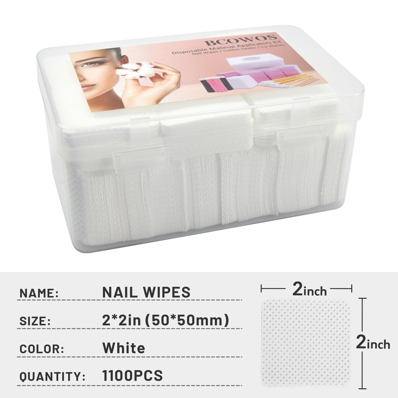 1100PCS Lint-Free Non-Woven Nail Polish Remover Wipes with Storage Case - Soft & Absorbent Nail Wipes for Gel, Acrylic & DIY Nail Art - Perfect for Salon, Home Manicure & Nail Care Routine