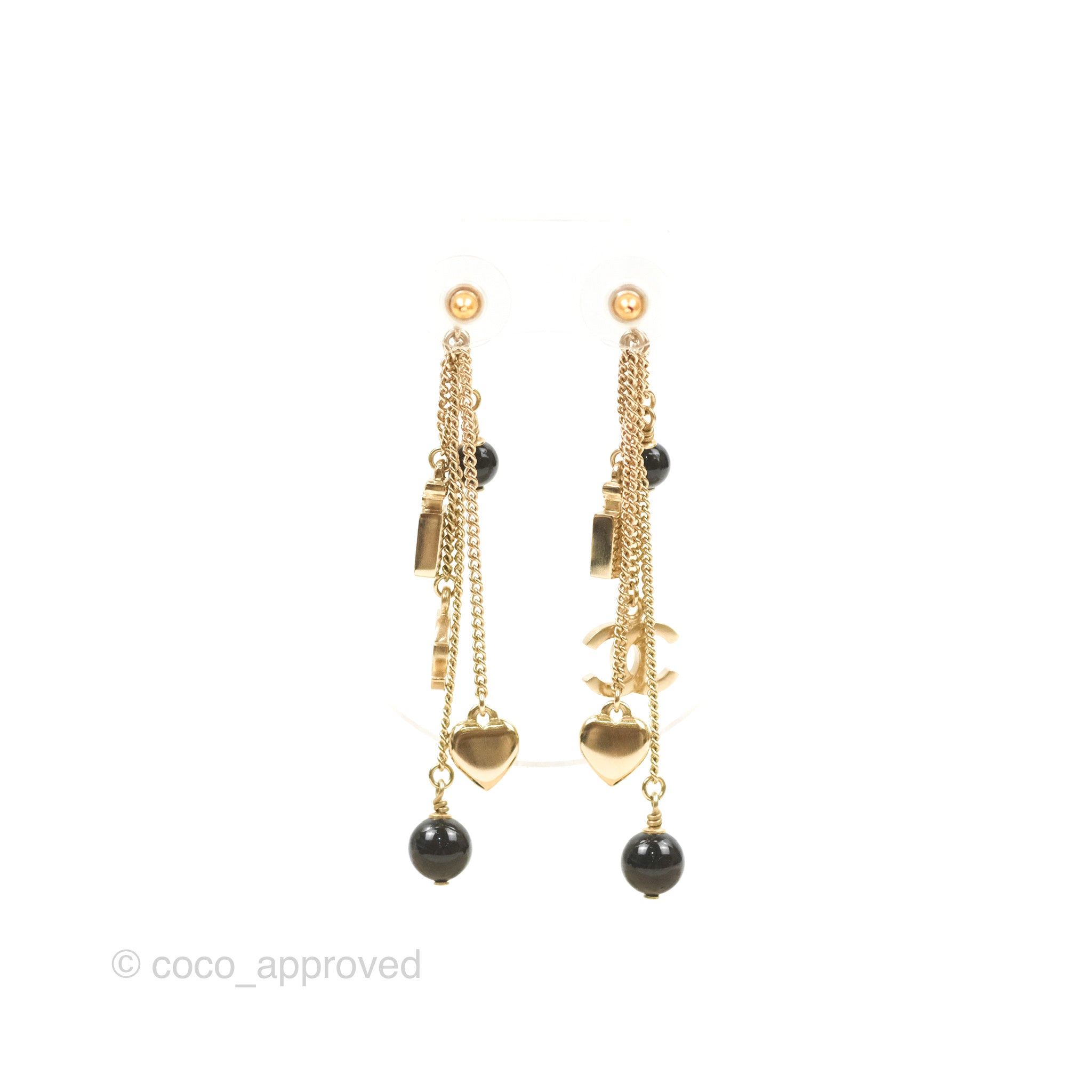 Chanel CC Charm Long Drop Earrings in Gold Tone - 18B Collection | Luxury Fashion Jewelry for Women, Perfect for Parties, Weddings & Special Occasions