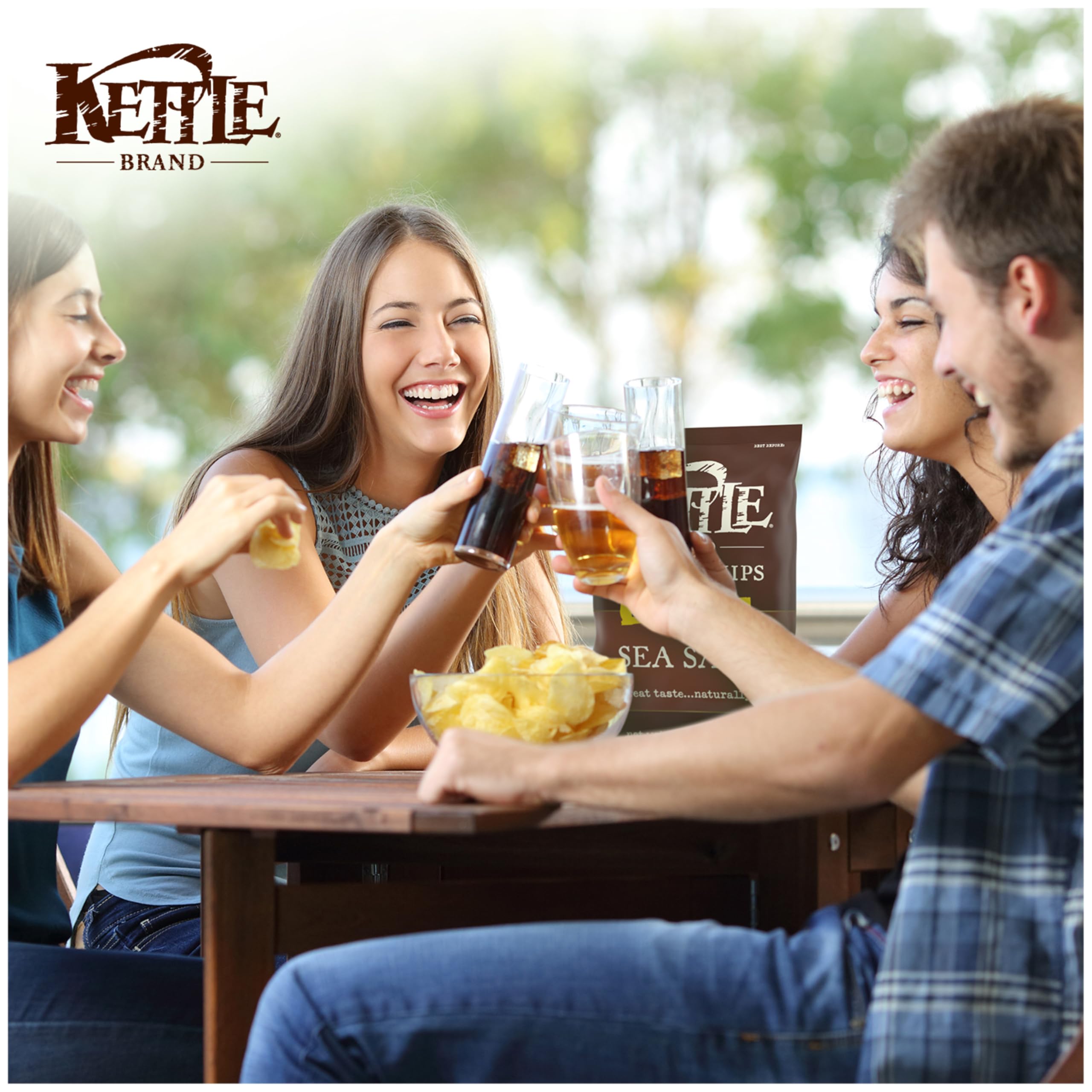 Kettle Brand Sea Salt Potato Chips 13oz - Crunchy Gluten-Free Snacks for Parties, Picnics & Movie Nights