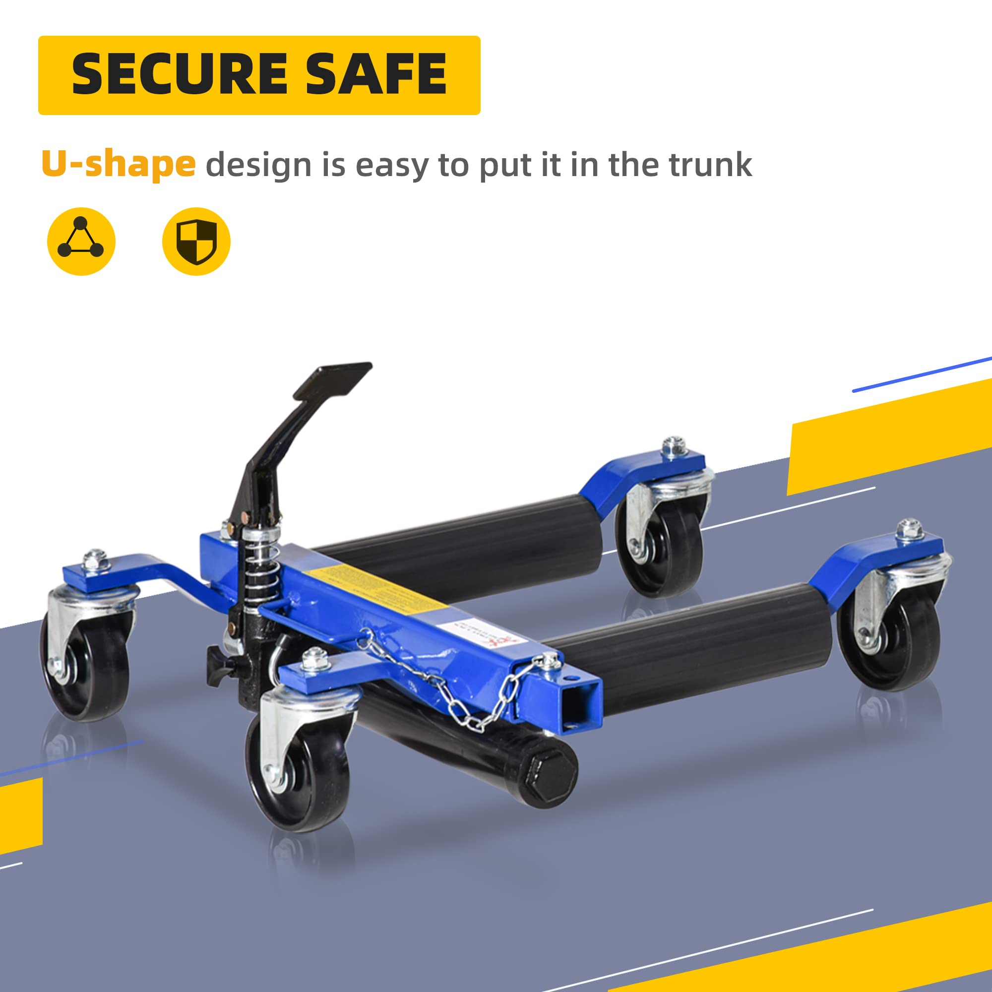 DURHAND 1500LBS Hydraulic Wheel Dolly with Ratcheting Foot Pedal - Heavy Duty Car Jack for Vehicle Positioning, Car, Truck, RV & Trailer (Set of 1) - Perfect for Garage Repairs, Auto Maintenance & Tire Changes