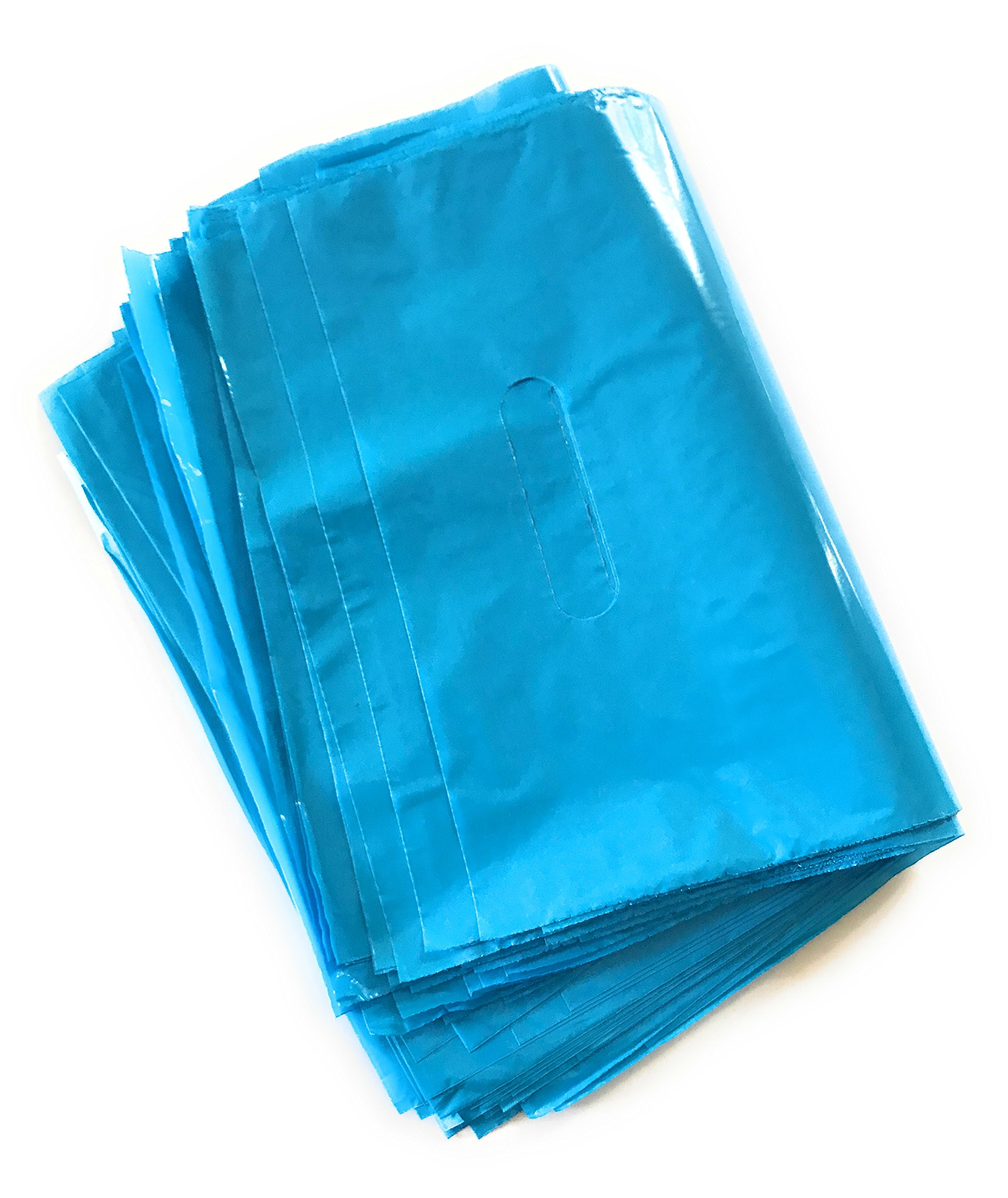 100 Blue 12x15 Merchandise Bags with Die-Cut Handles - Strong, Durable & Tear-Resistant Shopping Bags for Retail Stores, Boutiques, Gift Shops & Events - Perfect for Product Packaging, Customer Purchases & Trade Shows