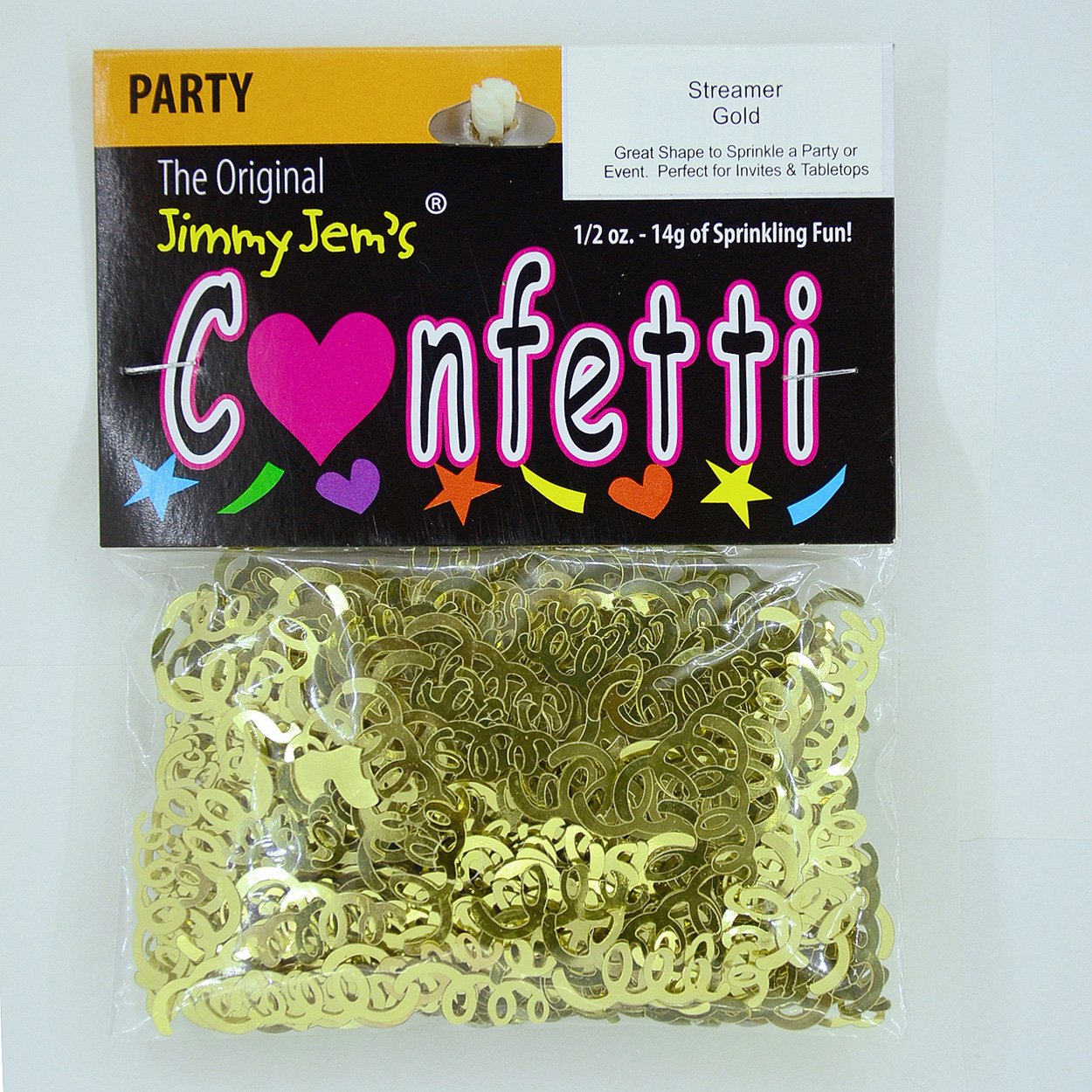 Gold Confetti Streamers - Bulk Pack of 100 for Parties, Weddings & Celebrations | Retail Pack #9467 QS0 | Perfect for Birthday Decorations, Baby Showers & New Year's Eve