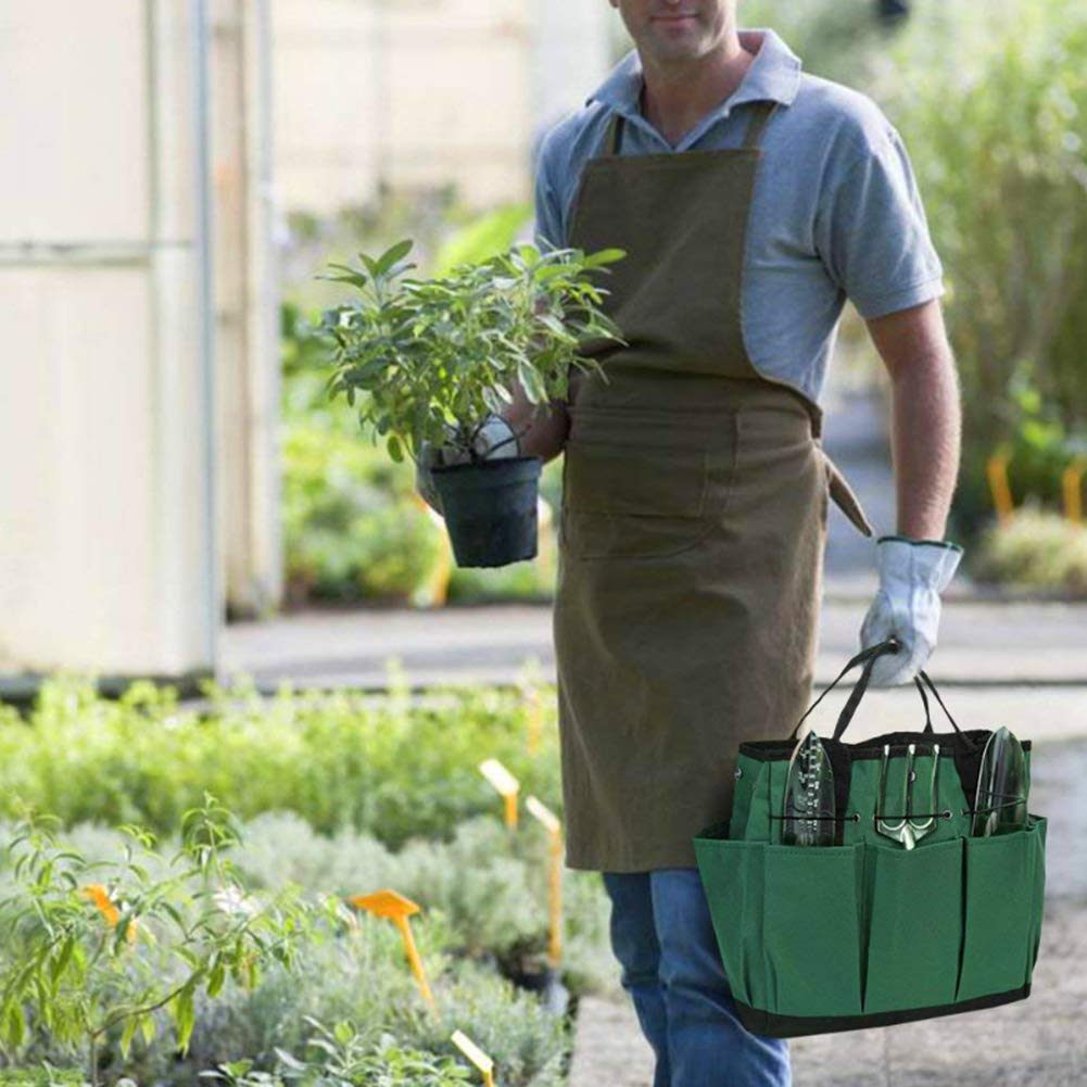 Heavy Duty Gardening Tool Tote Bag with 8 Pockets for Indoor & Outdoor Use