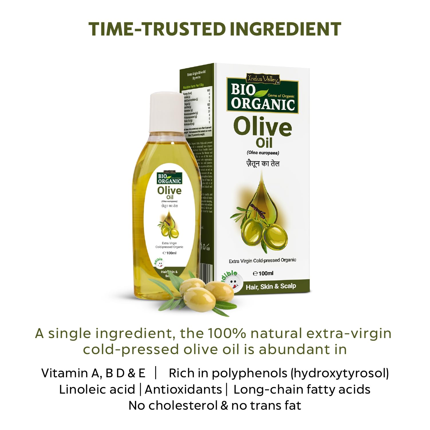 Organic Neem Leaf Powder by INDUS VALLEY | 100% Pure Azadirachta Indica for Skin & Hair Care - Natural Remedy for Acne, Dandruff & Scalp Health with Extra Virgin Olive Oil (100g + 100ml) - Perfect for DIY Face Masks, Hair Treatments & Ayurvedic Massage
