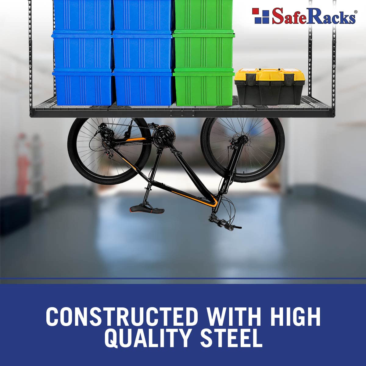 Heavy Duty Overhead Garage Storage Rack - 600 lb Capacity Adjustable Ceiling Mount Organizer (4x8 White, 2 Pack) - Perfect for Garage, Basement & Workshop Storage Solutions