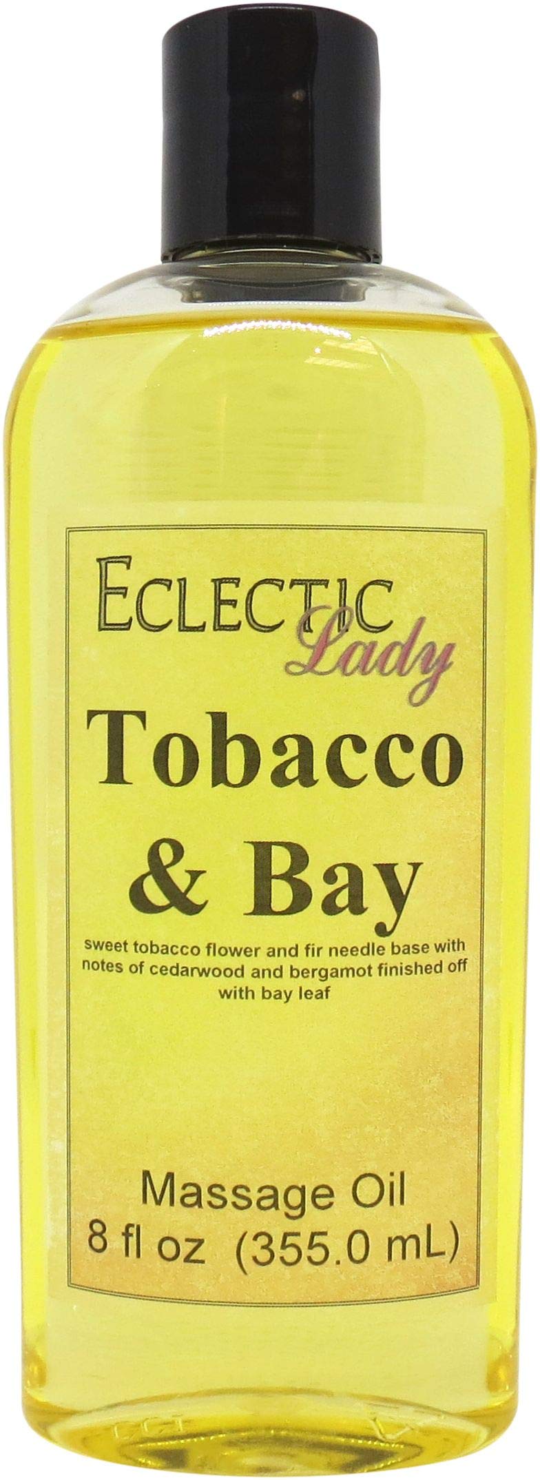 8 oz Tobacco & Bay Massage Oil with Sweet Almond & Jojoba Oil | Preservative-Free Aromatherapy Oil for Relaxation & Stress Relief | Perfect for Spa, Couples Massage & Self-Care Routines