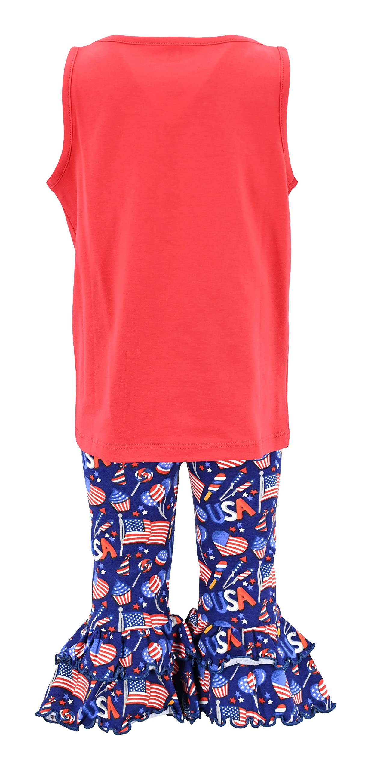 4th July Baby Girl Embroidered Capri Set (3Y, Red) - Patriotic Outfit