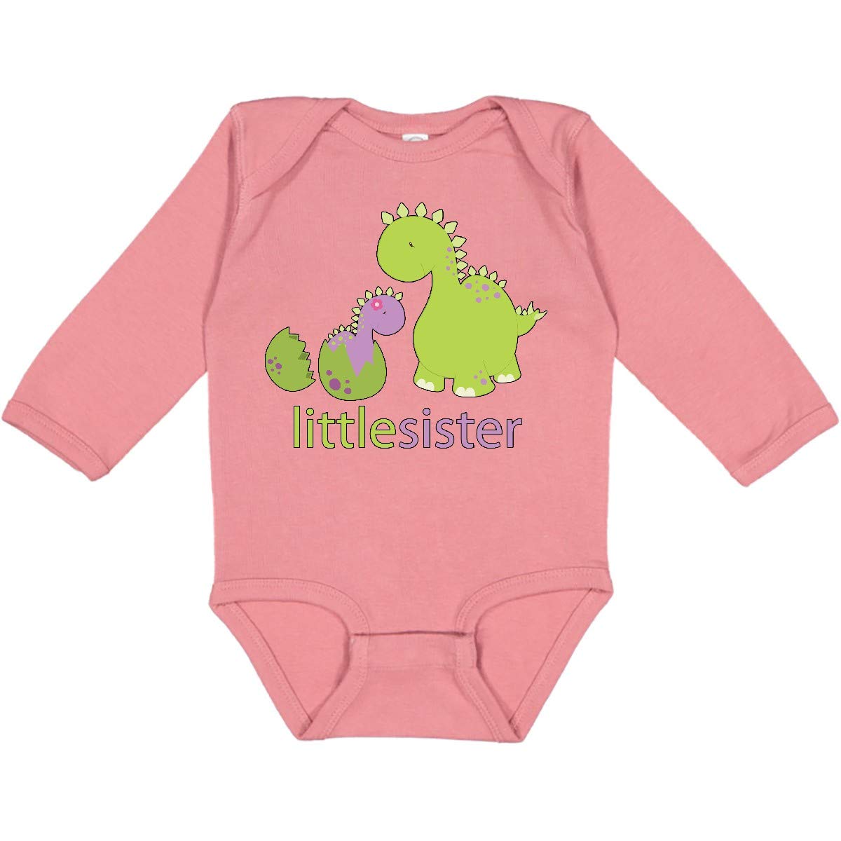 Inktastic Little Sister Purple Long Sleeve Baby Bodysuit - Soft Cotton Creeper for Newborns & Infants - Perfect for Family Photos, Holidays & Everyday Wear