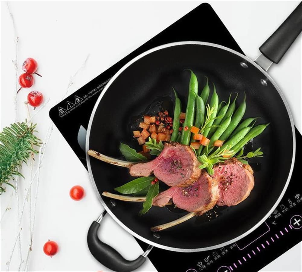 Nonstick Wok Pan with Lid - Flat Bottom Stir Fry Pan for Gas, Electric & Induction Stoves - Perfect for Asian Cooking, Stir-Frying & Sautéing