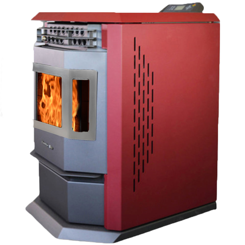 ComfortBilt HP22 SS Pellet Stove - Burgundy Stainless Steel Trim | Efficient Home Heating | Perfect for Living Rooms, Cabins & Winter Warmth