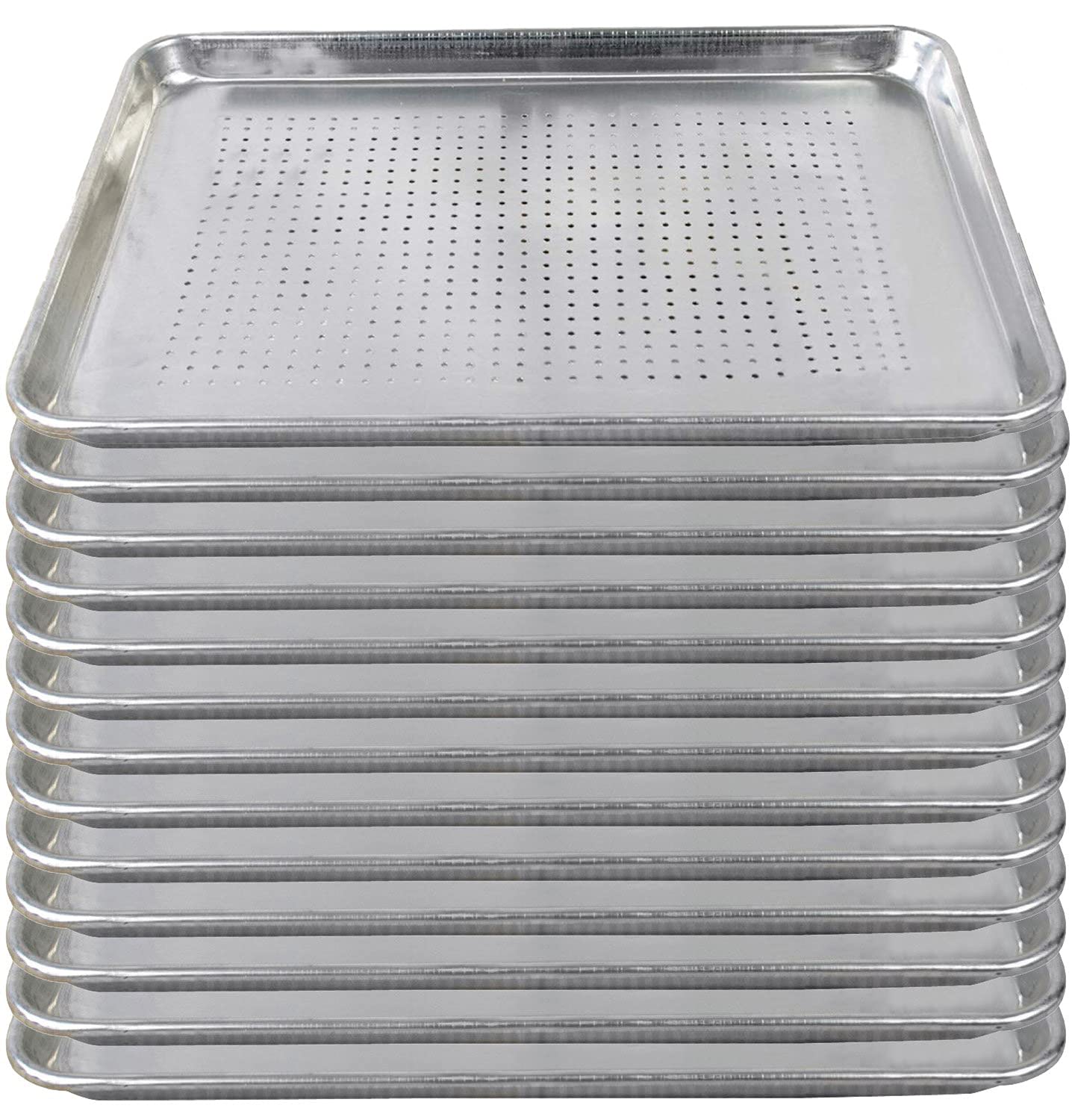 Tiger Chef 12-Pack Commercial Half Size Perforated Aluminum Sheet Pans (18