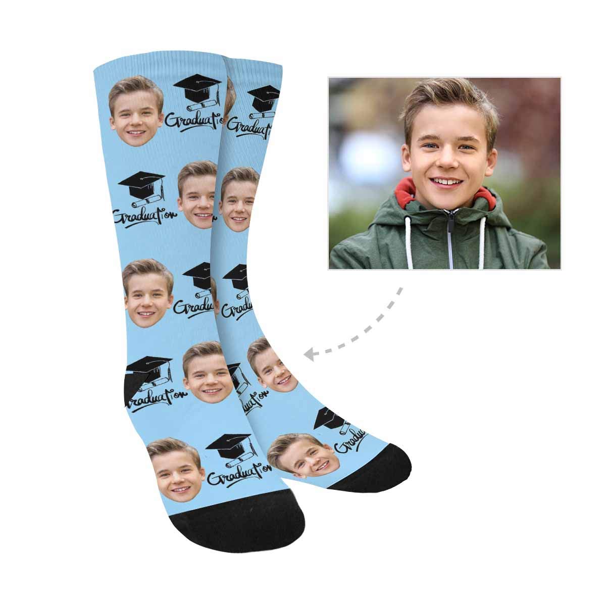 Custom Photo Socks for Graduation - Personalized Face Socks for Men, Women, Boys & Girls - Unique Graduation Gifts for Friends & Family - Perfect for Graduation Parties, School Events & Memorable Keepsakes